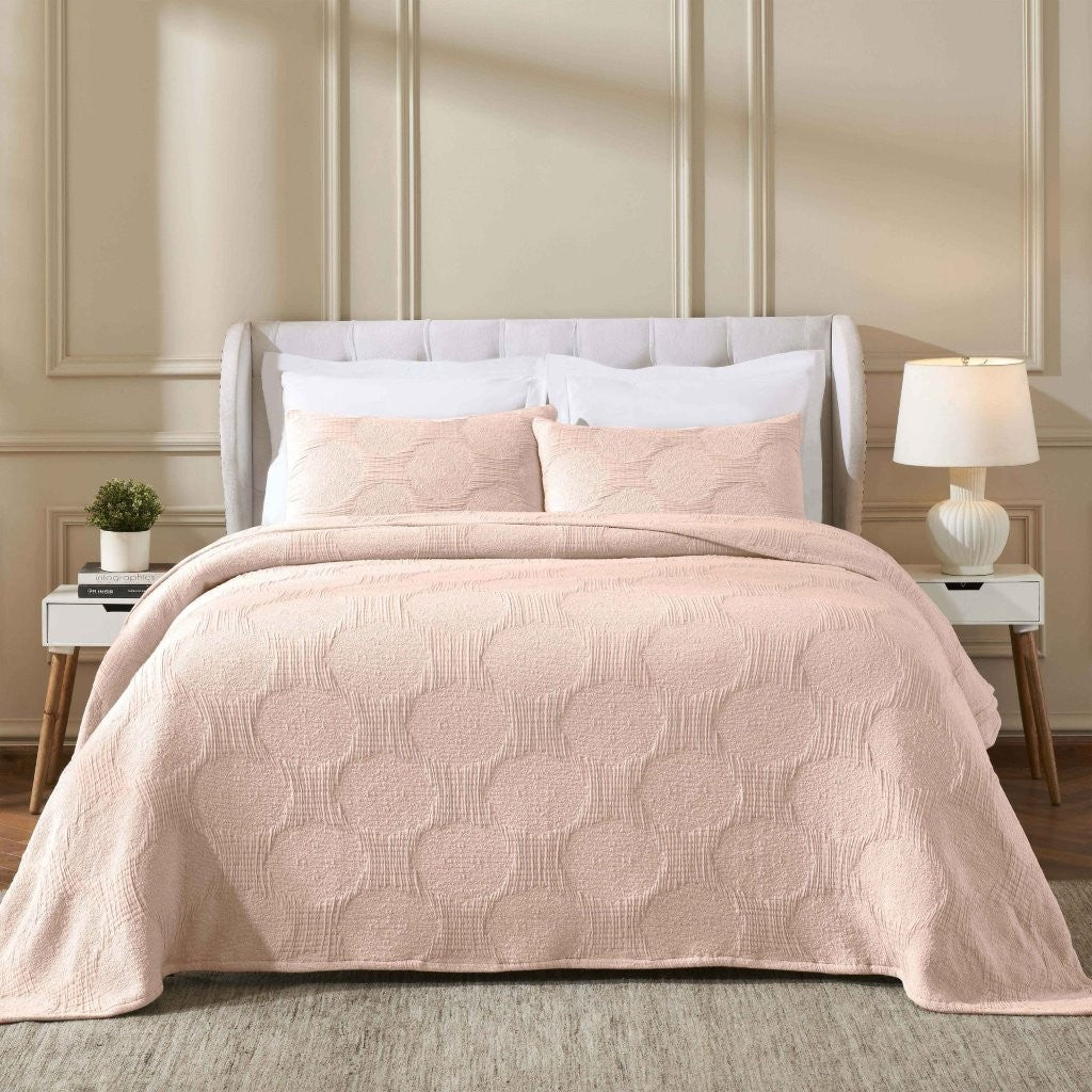 Tanta Cotton Medium Weight Textured Modern Circles Woven Coverlet - Coverlet by Superior Brand