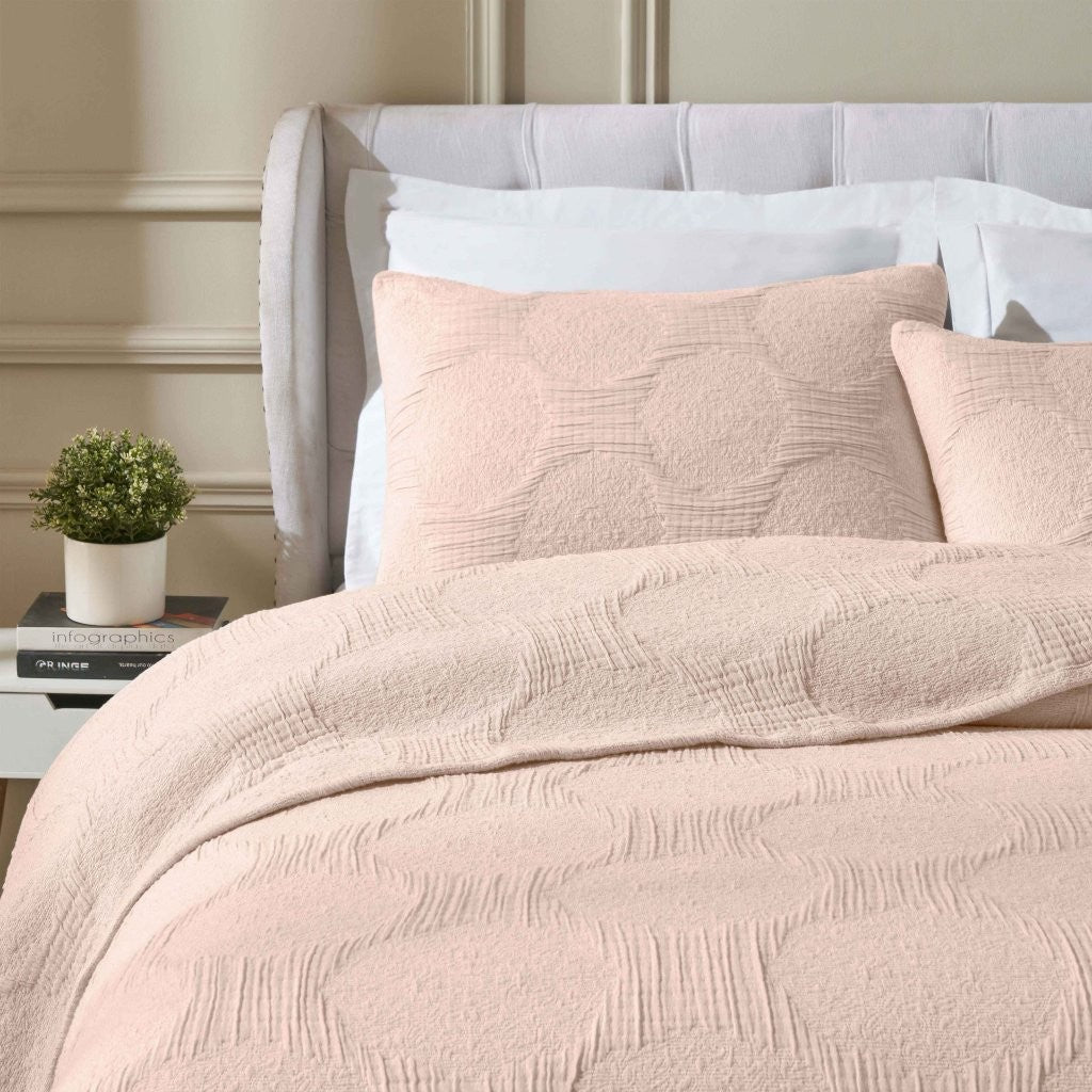 Tanta Cotton Medium Weight Textured Modern Circles Woven Coverlet - Coverlet by Superior Brand