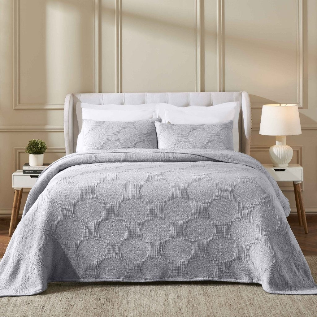Tanta Cotton Medium Weight Textured Modern Circles Woven Coverlet - Coverlet by Superior Brand