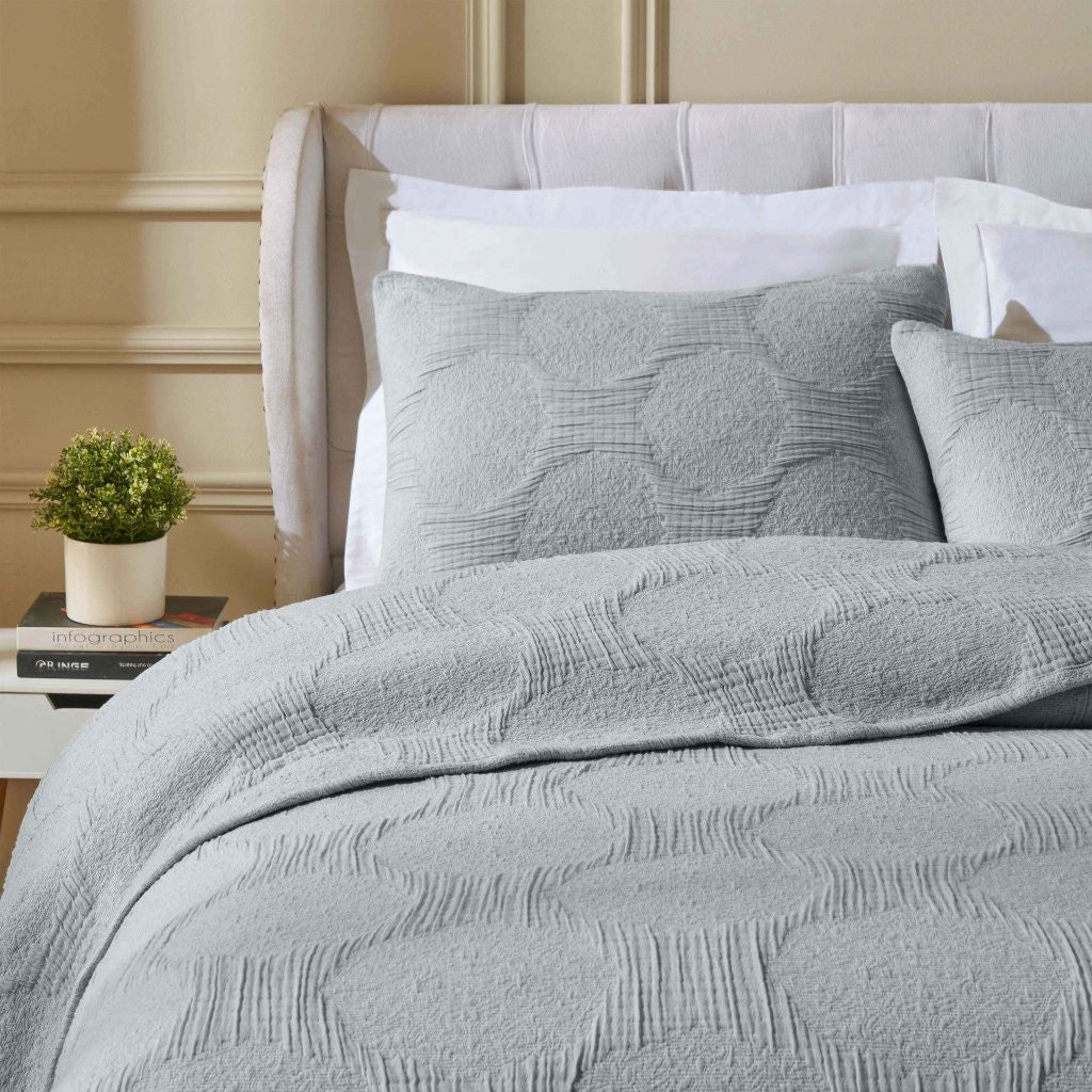 Tanta Cotton Medium Weight Textured Modern Circles Woven Coverlet - Coverlet by Superior Brand