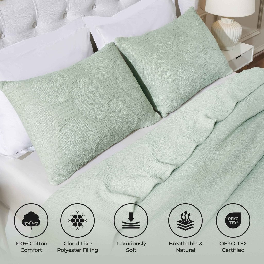 Tanta Cotton Medium Weight Textured Modern Circles Woven Coverlet - Coverlet by Superior Brand