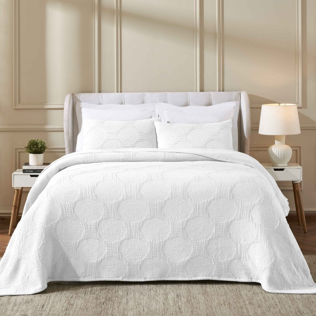 Tanta Cotton Medium Weight Textured Modern Circles Woven Coverlet - Coverlet by Superior Brand