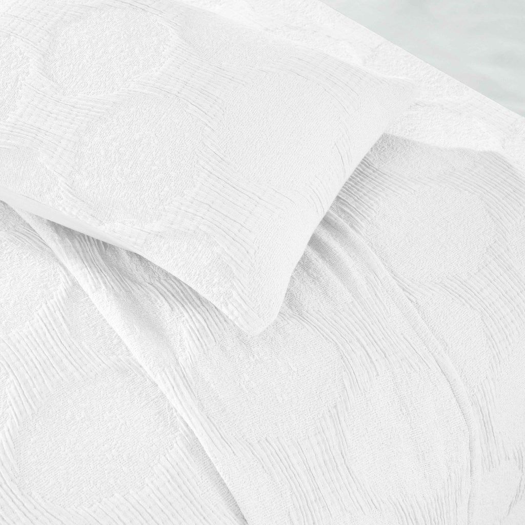 Tanta Cotton Medium Weight Textured Modern Circles Woven Coverlet - Coverlet by Superior Brand