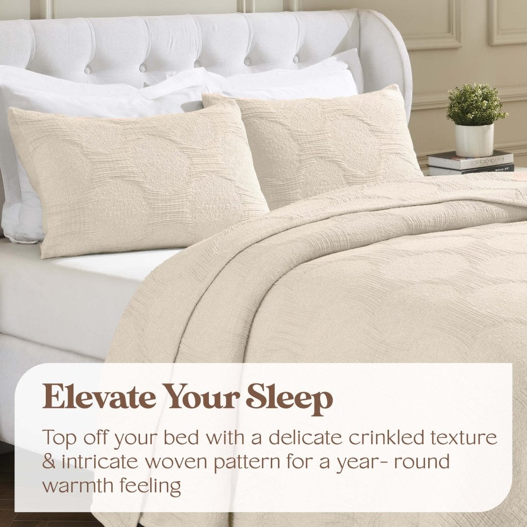 Tanta Cotton Medium Weight Textured Modern Circles Woven Coverlet - Coverlet by Superior Brand