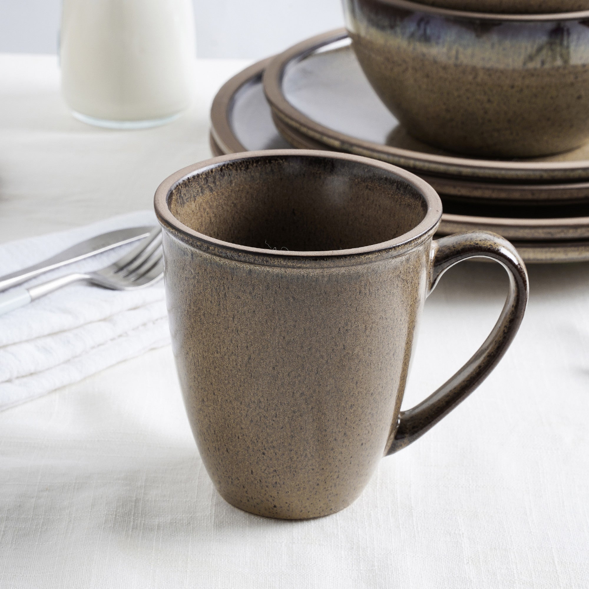 Tina Stoneware Mug - Green And Beige