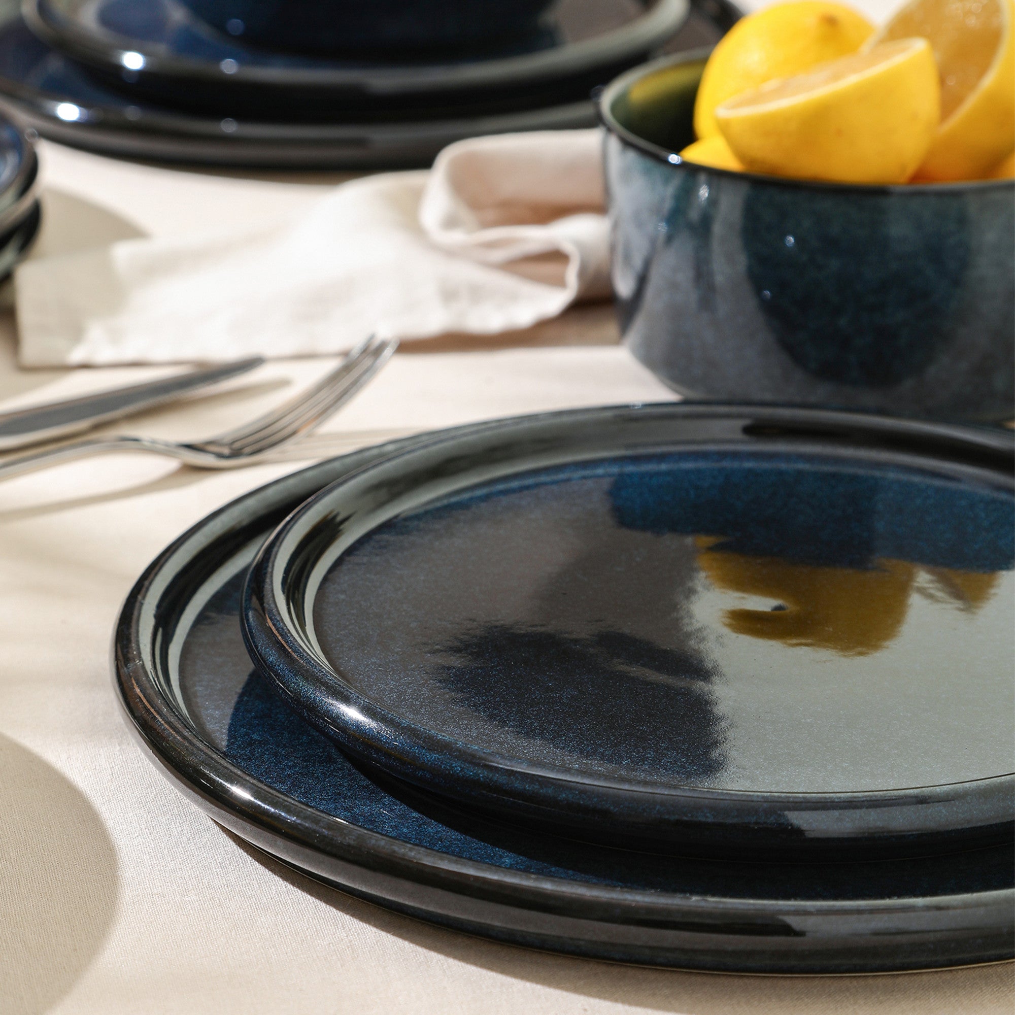 Eden Stoneware Dinnerware Set - Dark Blue