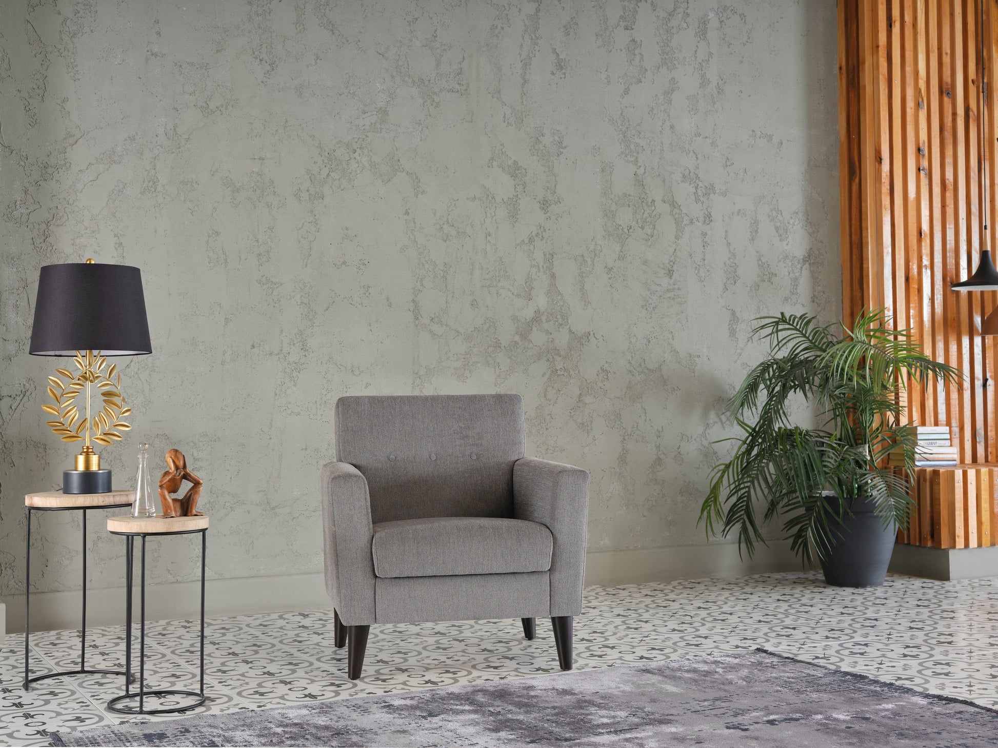 Theo living room armchair with a premium leatherette finish