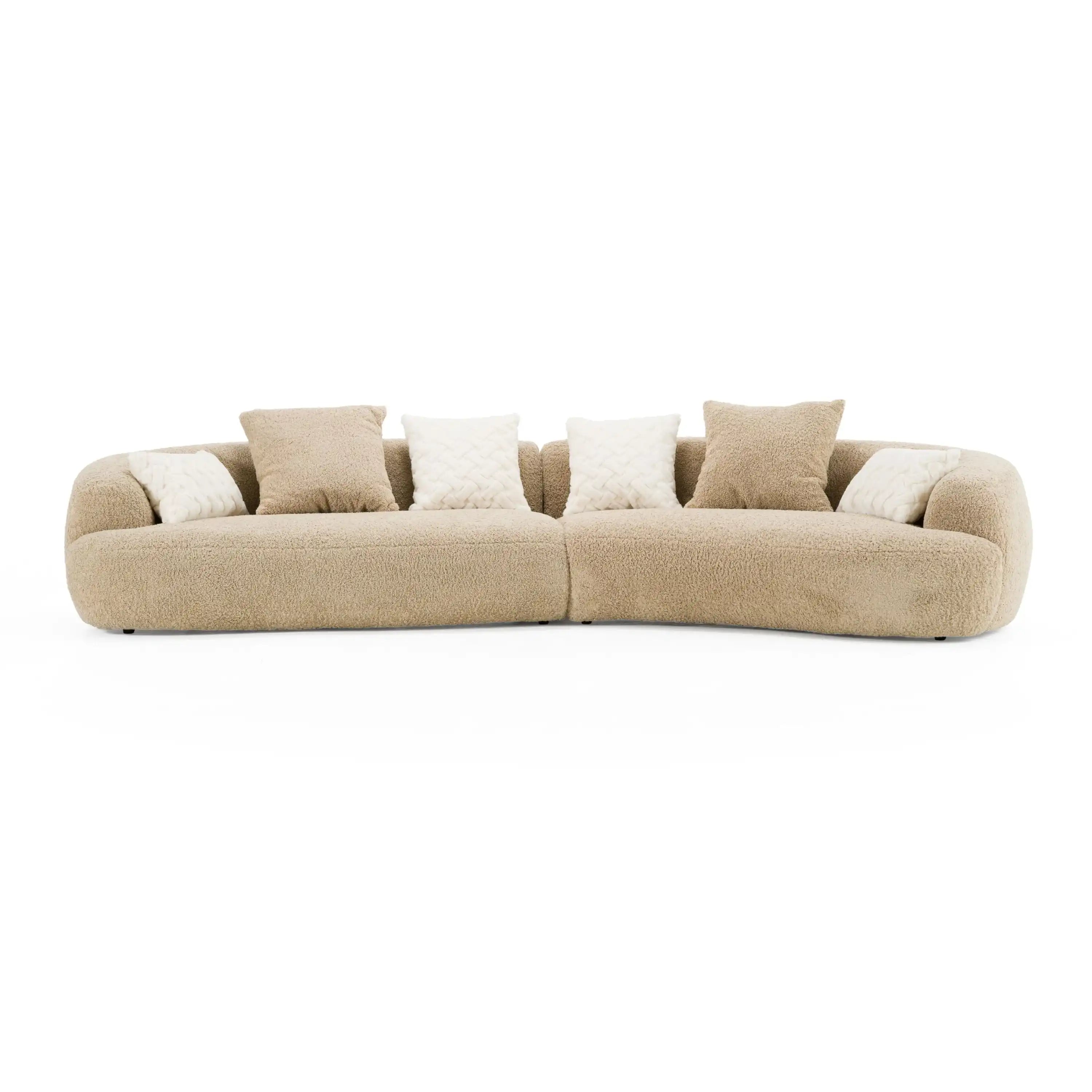 Divani Casa Trevor - Modern Tan Fabric Curved Sectional
