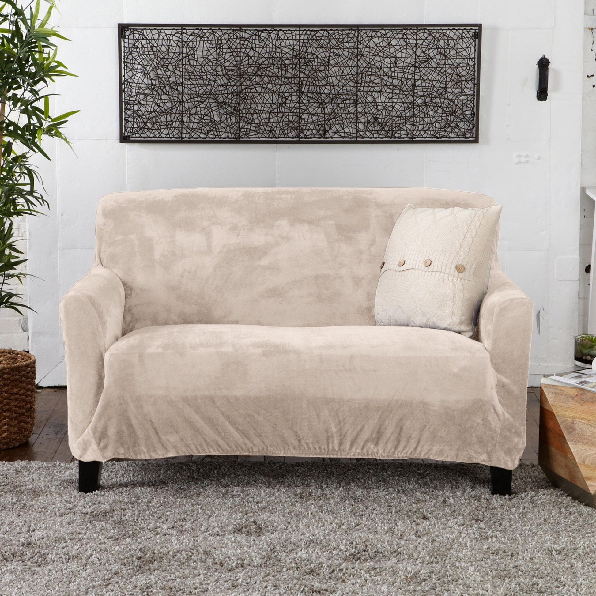 Velvet Stretch Slipcover - Gale Collection - Best Buy Furniture