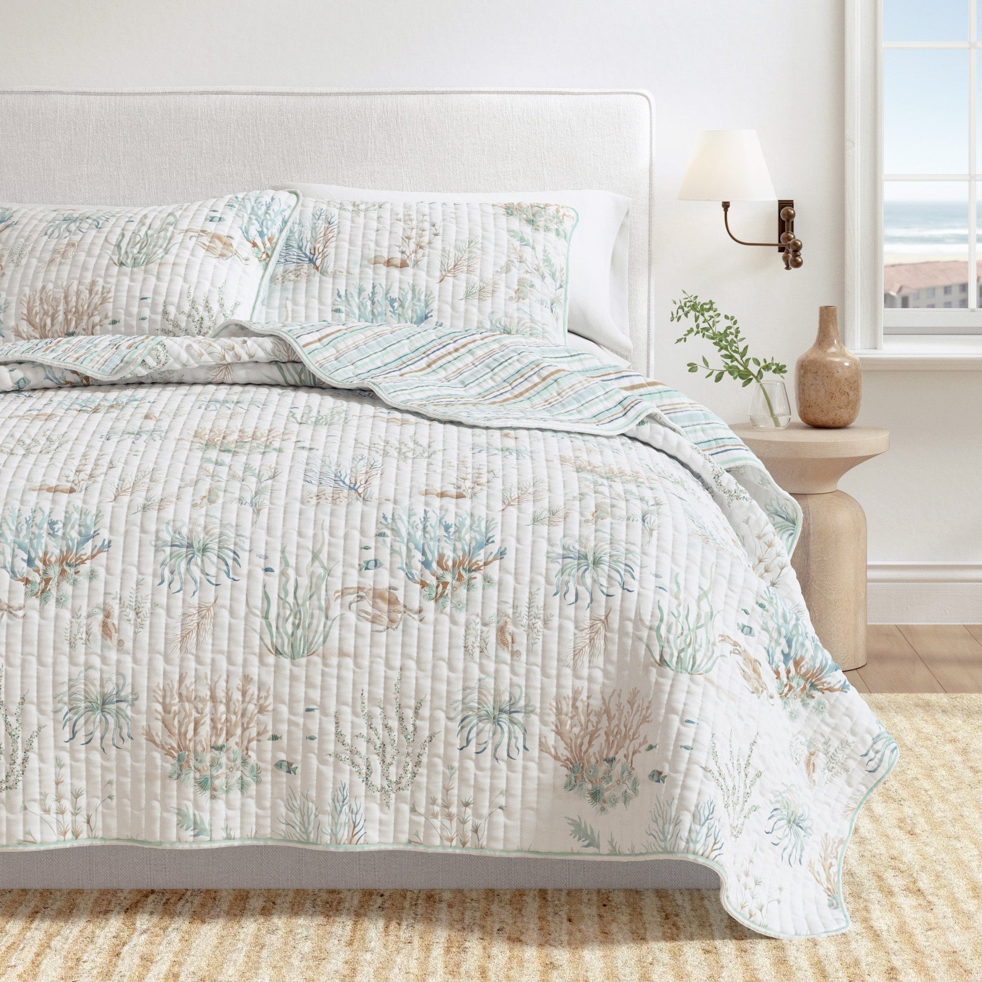 Coastal Printed Cotton Quilt Set - Santa Barbara Collection - Best Buy Furniture