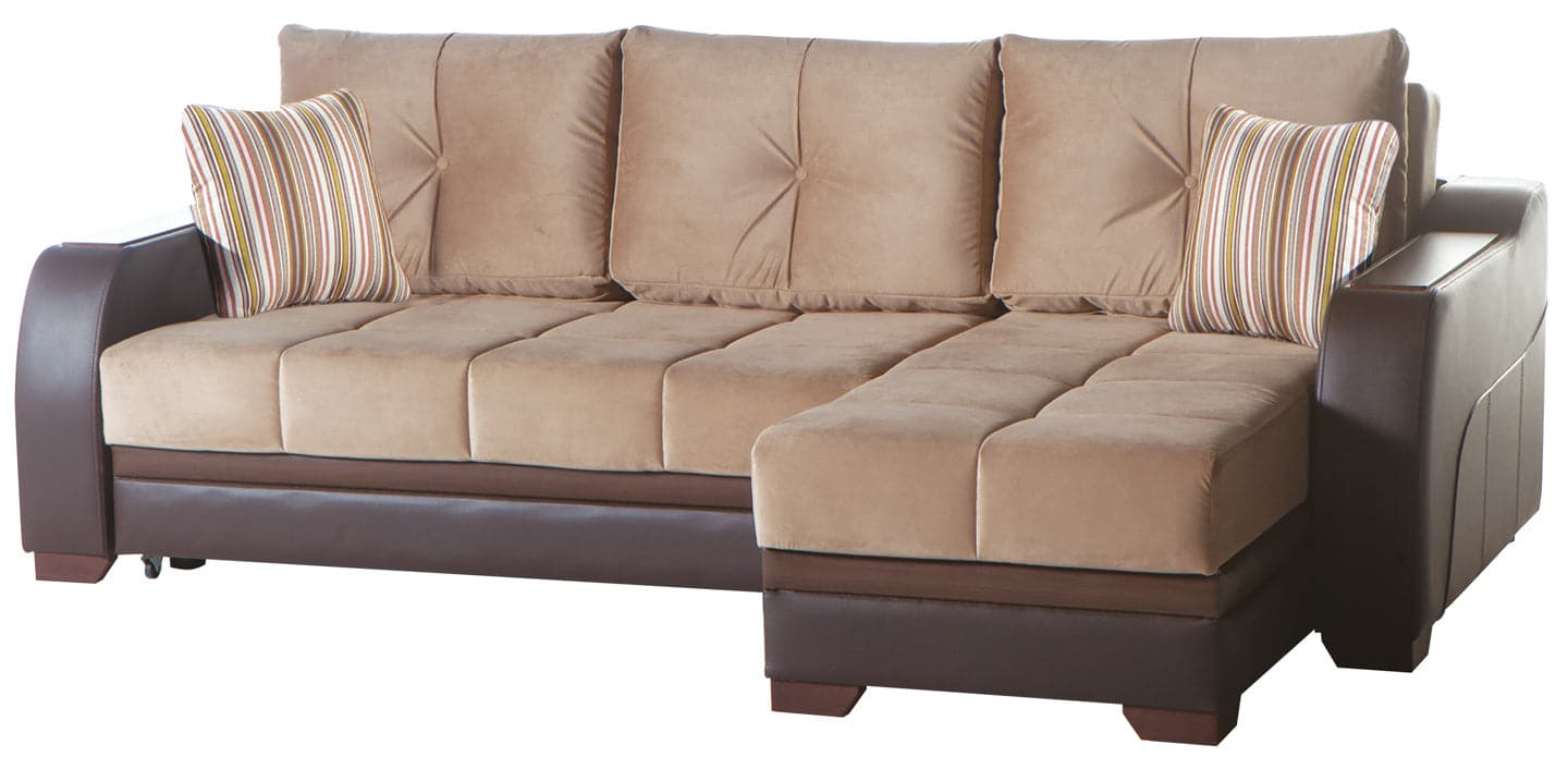 Ultra Collection modular chaise lounge sectional with storage and sleeper functionality, featuring a modern two-tone design