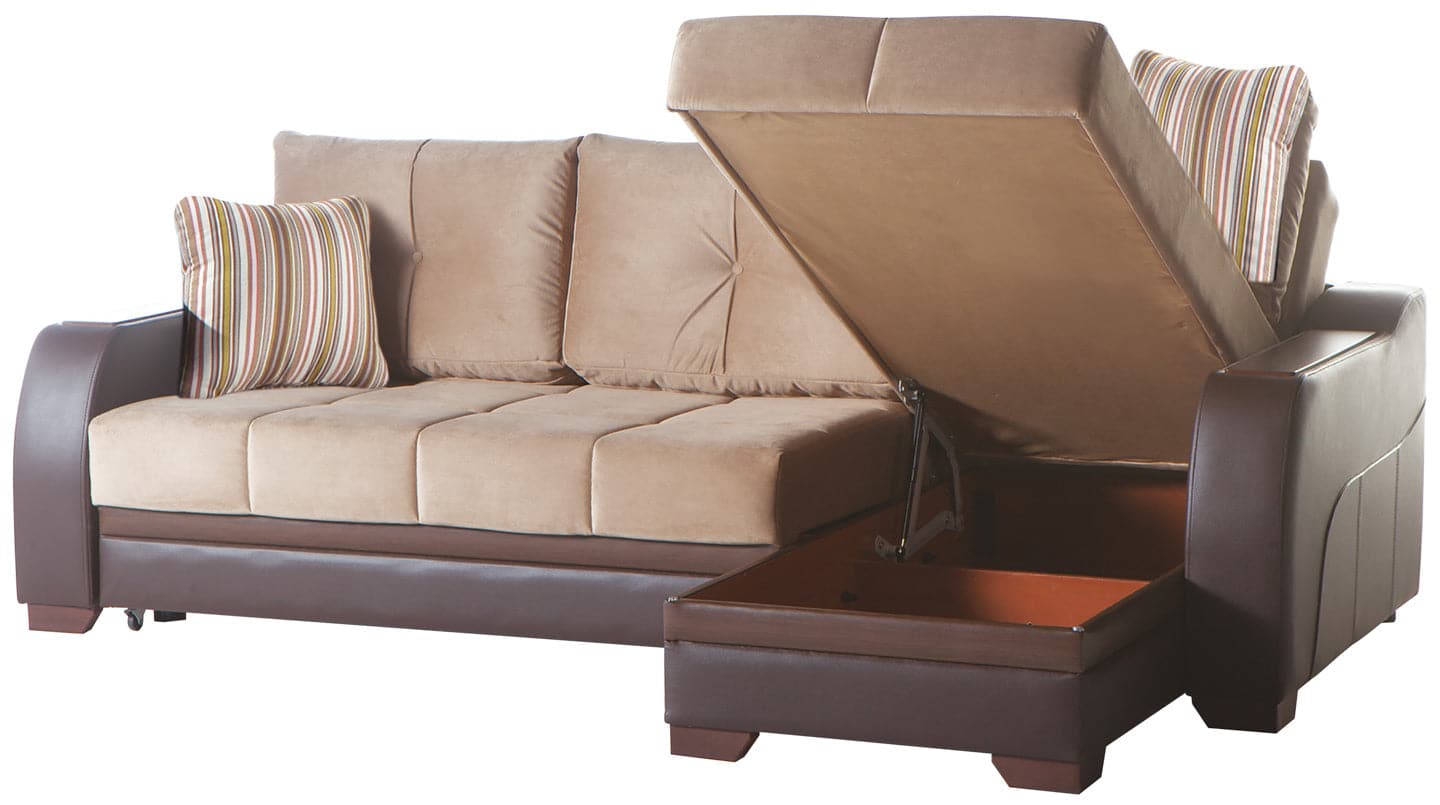Ultra two-tone sectional sofa upholstered in performance fabric for durability