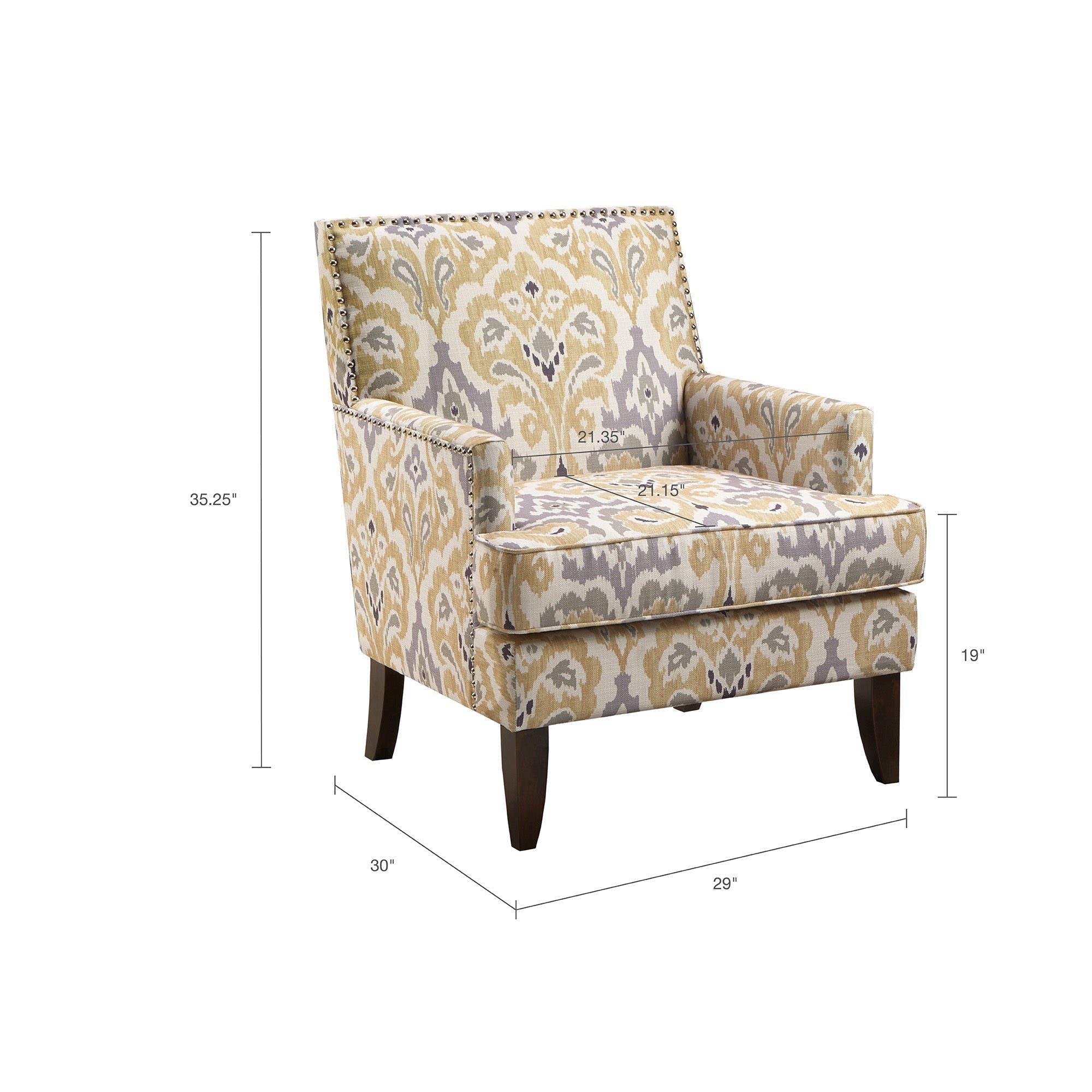 Upholstered Club Chair with Track Arm and Nailhead Trim