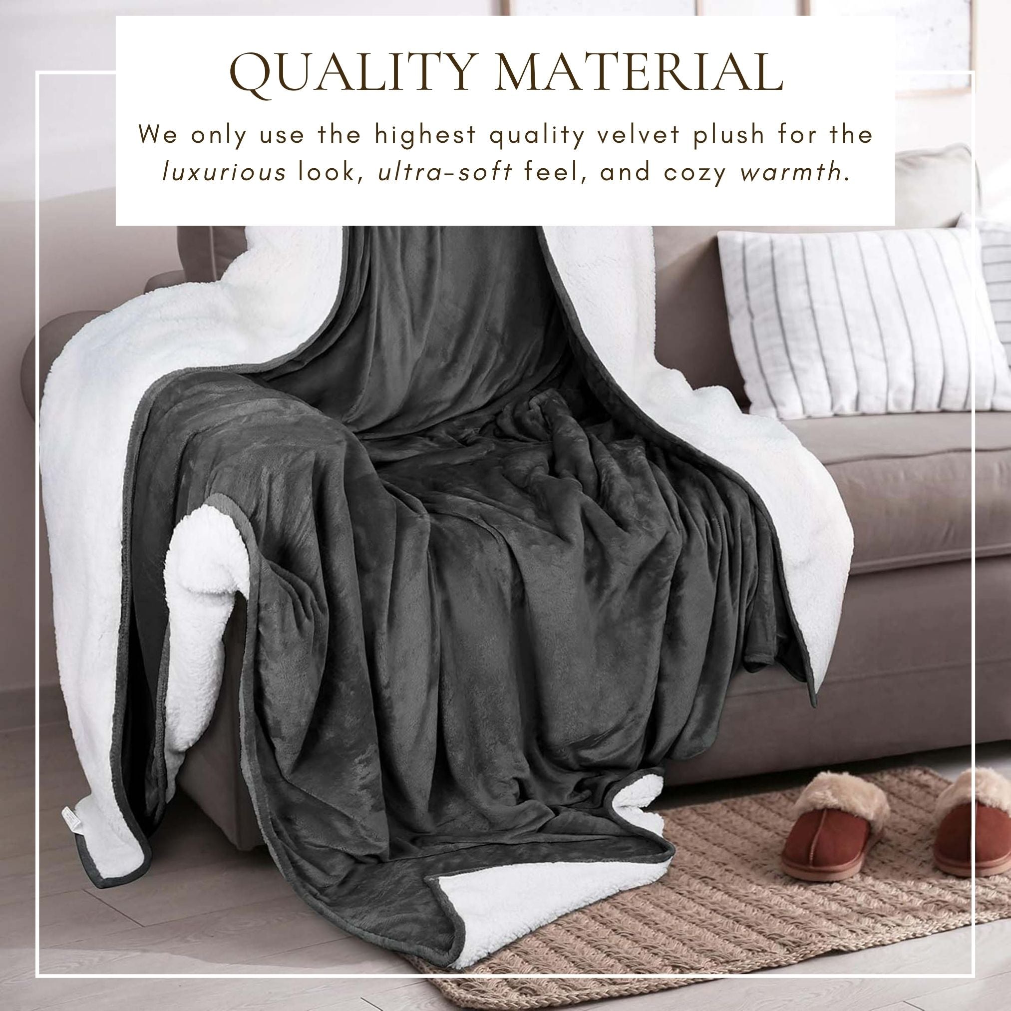 Velvet Plush Sherpa Bed Blanket - Sherpa Fleece Collection - Best Buy Furniture