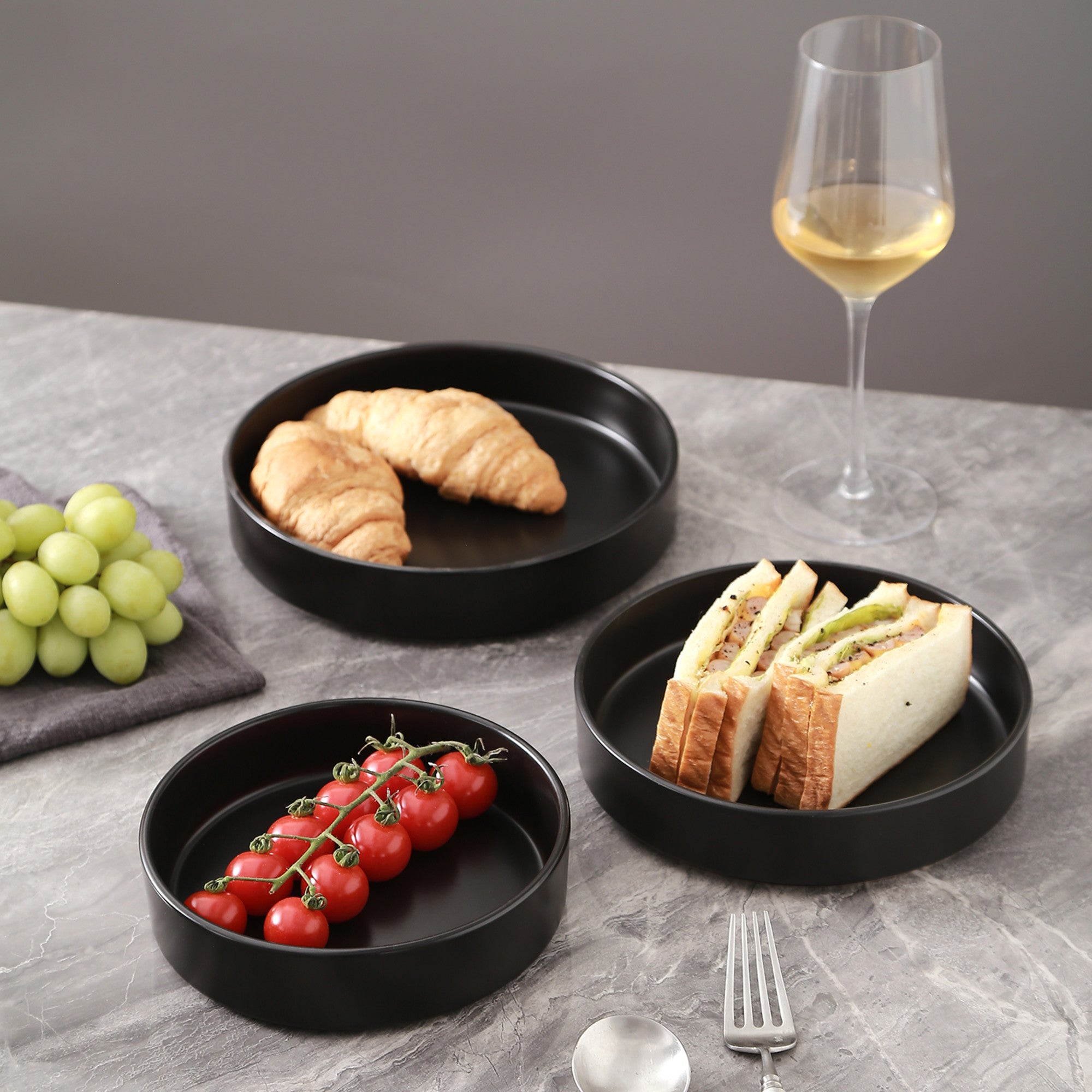 Celina Stoneware Serving Bowl - Black, Set of 3