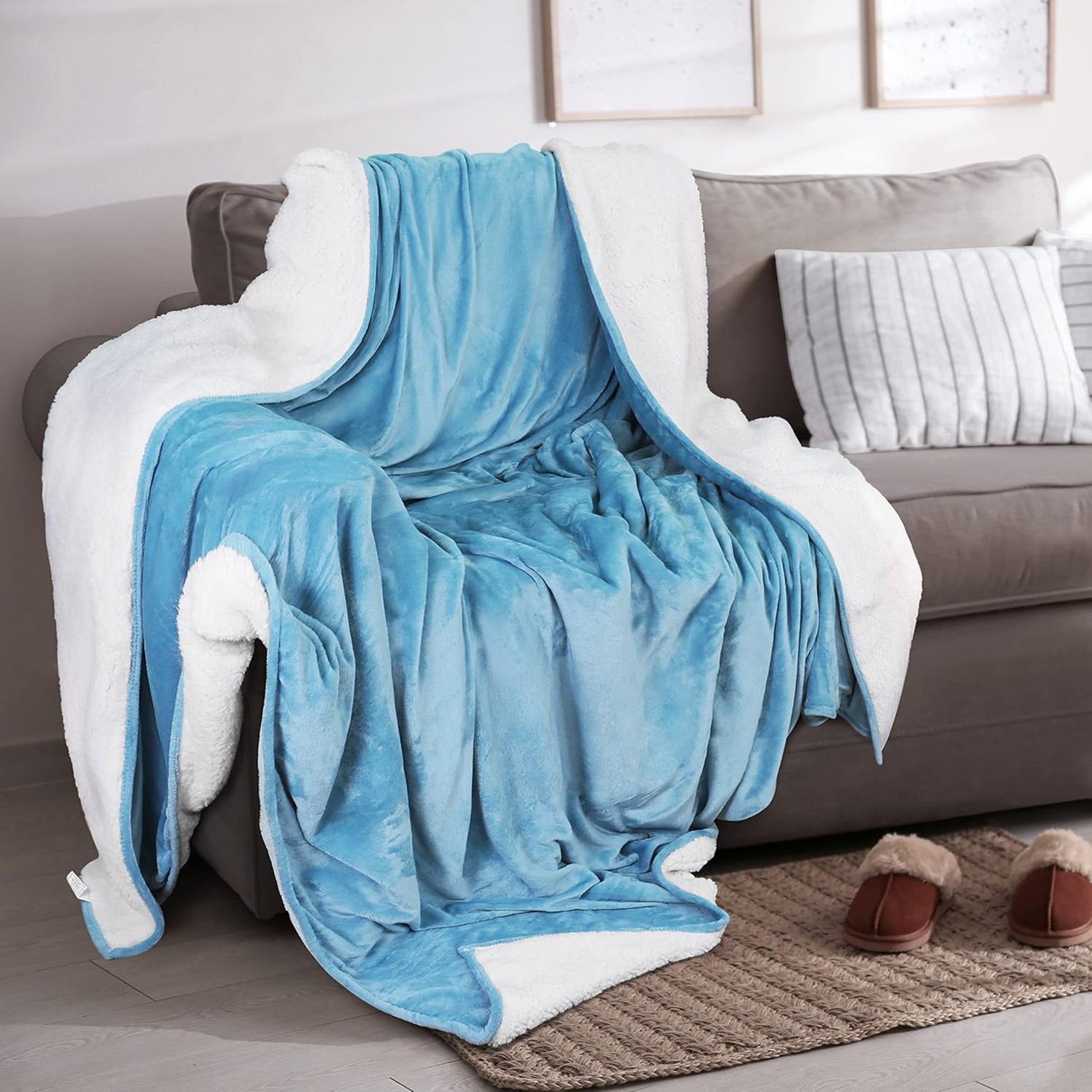 Velvet Plush Sherpa Bed Blanket - Sherpa Fleece Collection - Best Buy Furniture