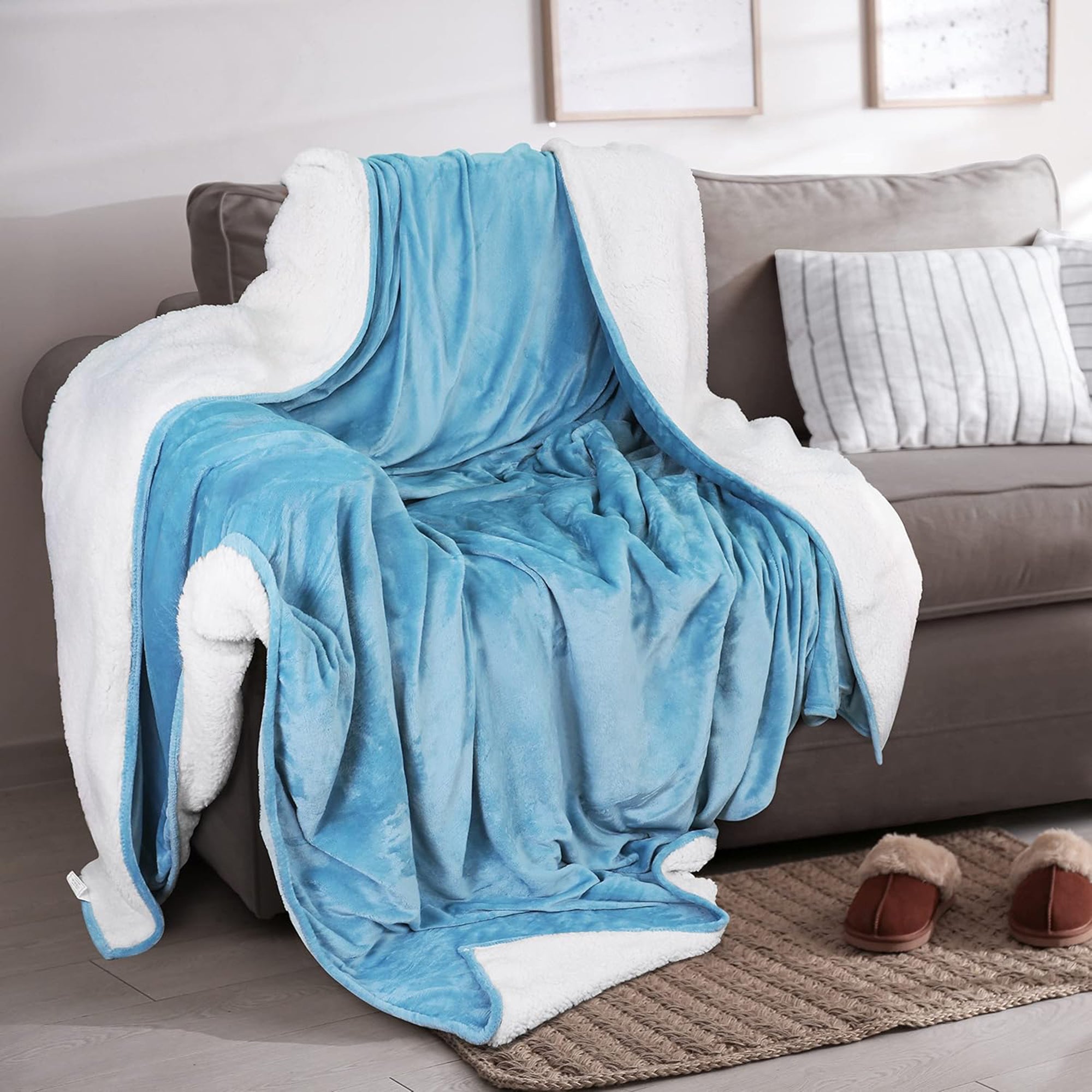Velvet Plush Sherpa Bed Blanket - Sherpa Fleece Collection - Best Buy Furniture