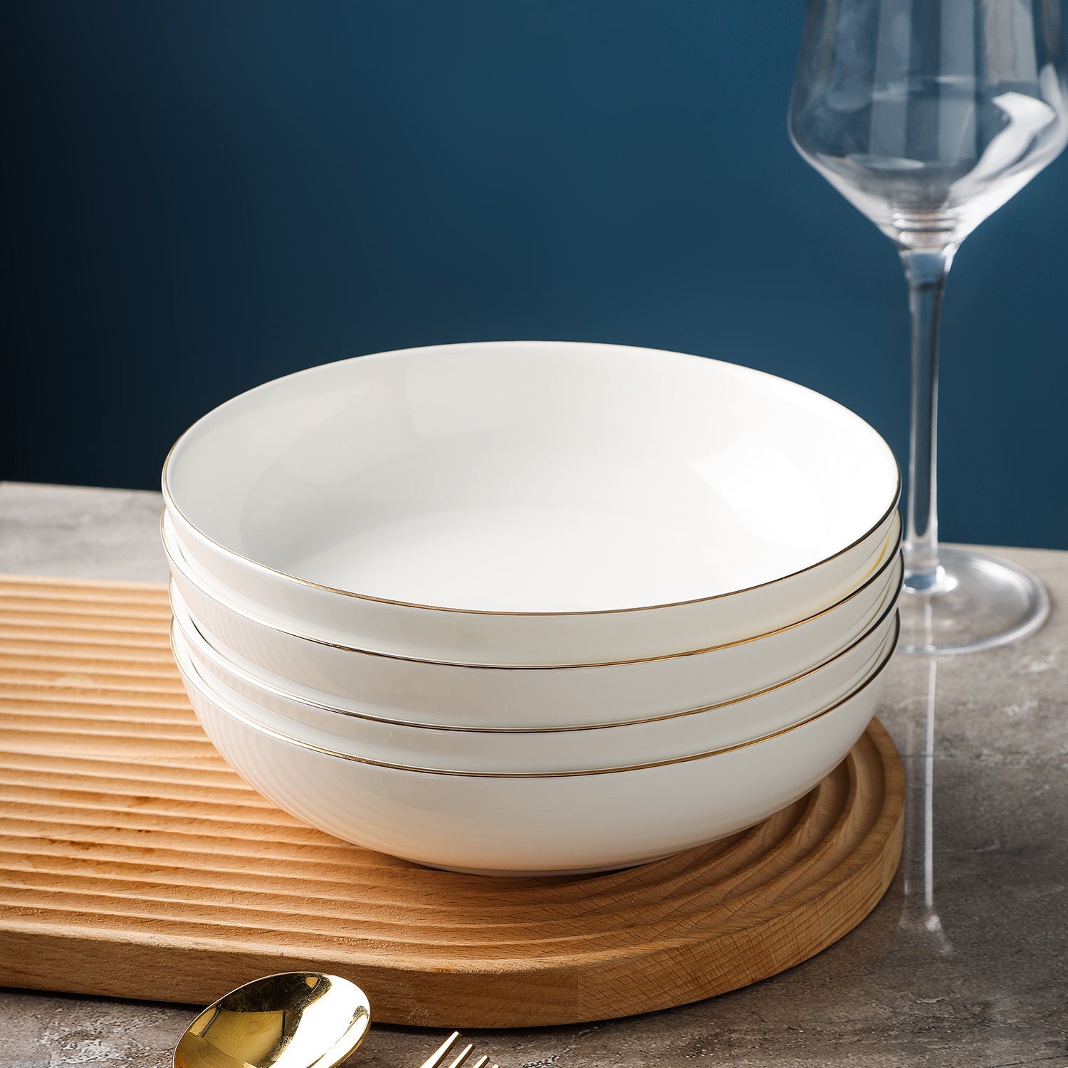 Gabrielle Bone China Dinnerware Set - White And Gold