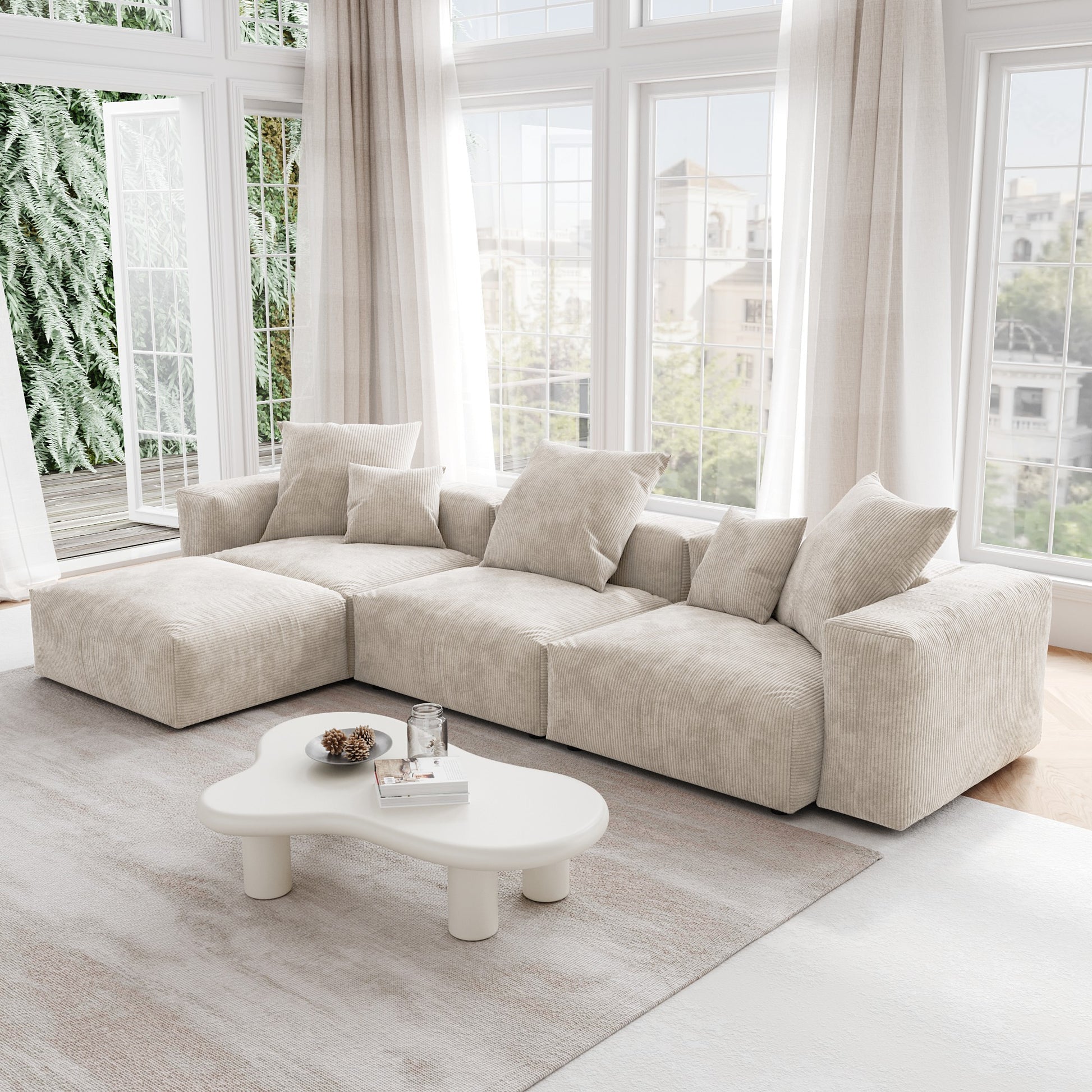 ModLuxe Modern Modular Sectional – 142” Wide Contemporary Sofa