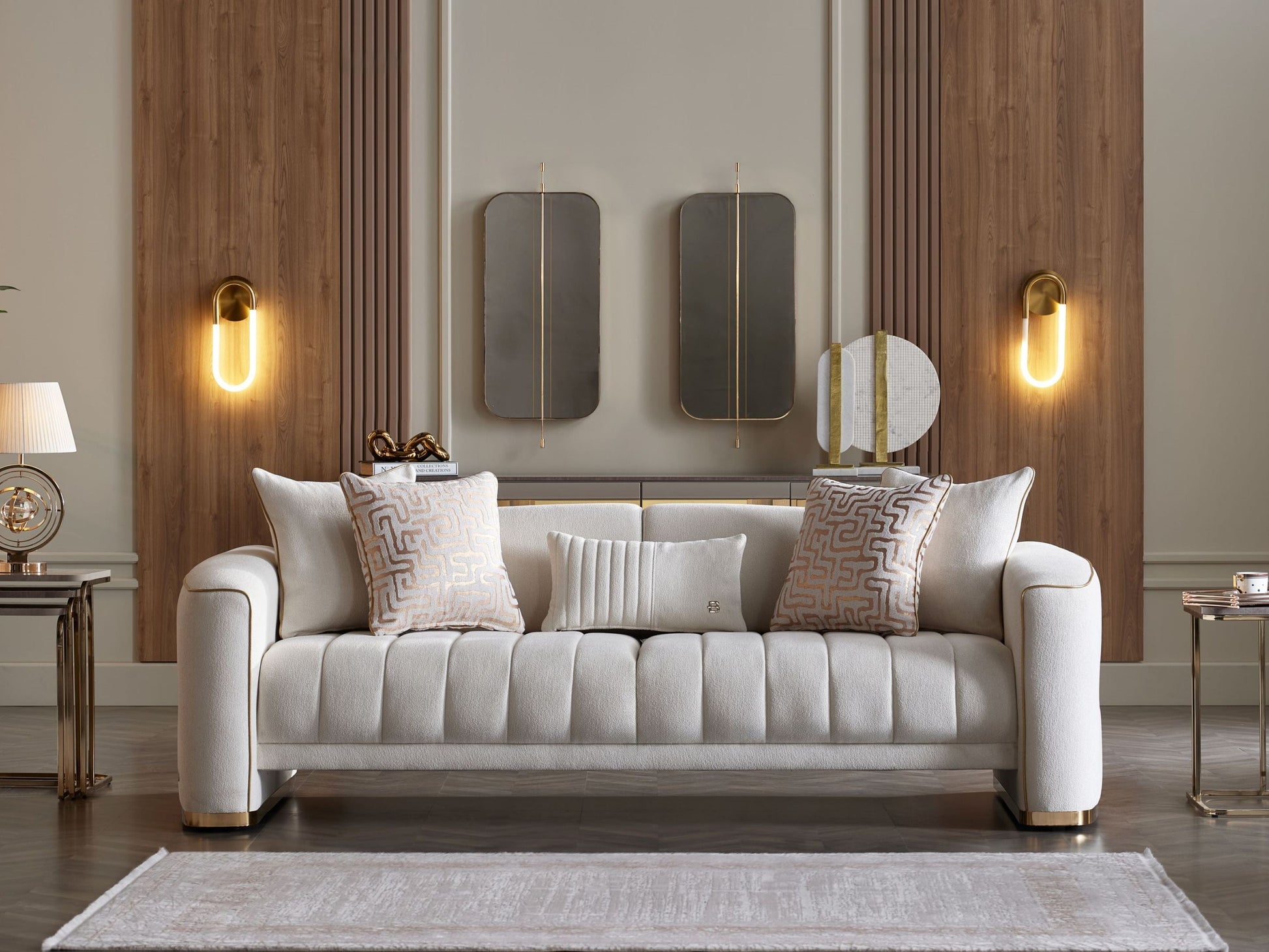 Veronica sofa, loveseat, and armchair set with premium materials