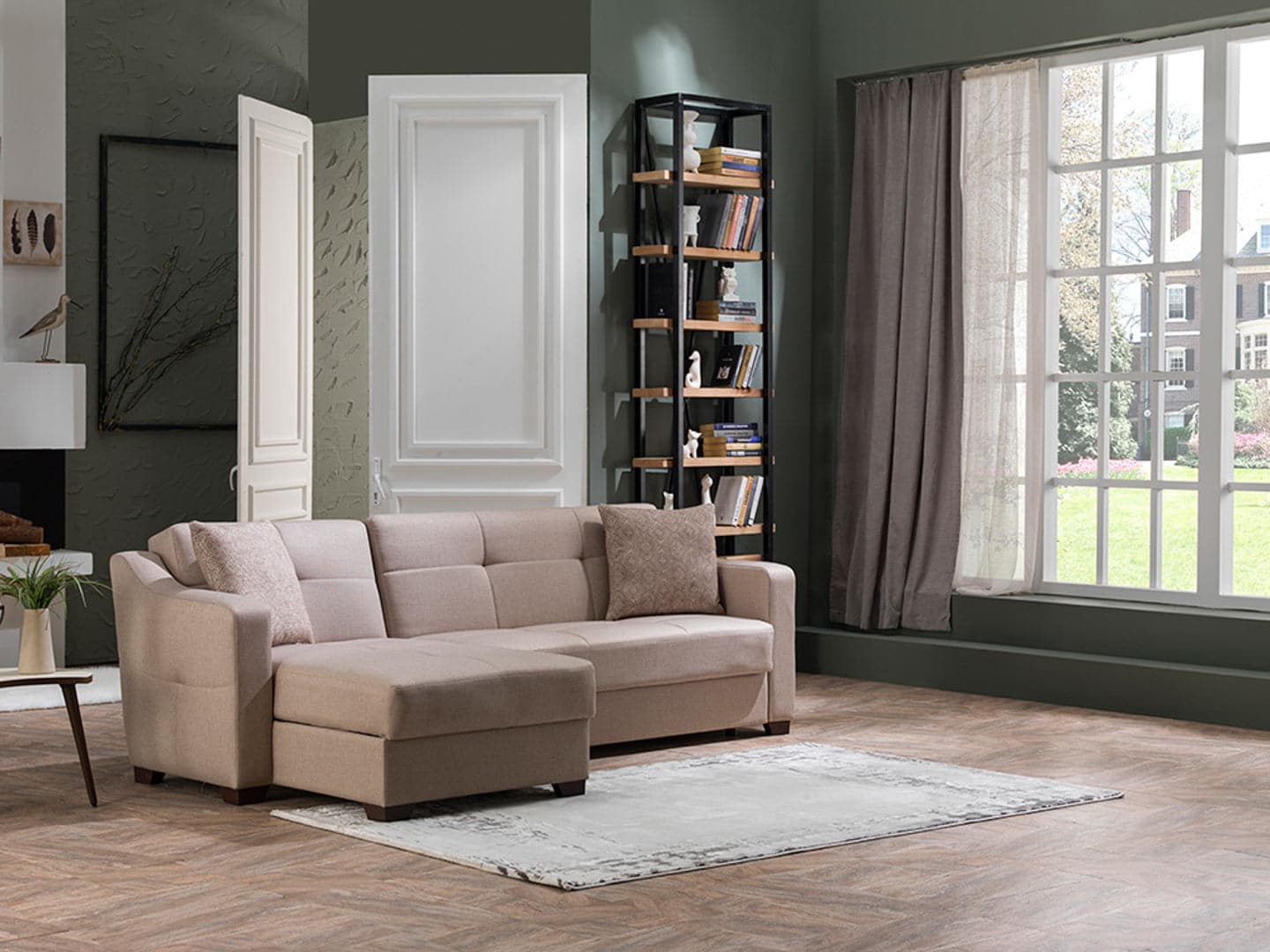 Versatile Tahoe Sectional with built-in sleeper and elegant finish