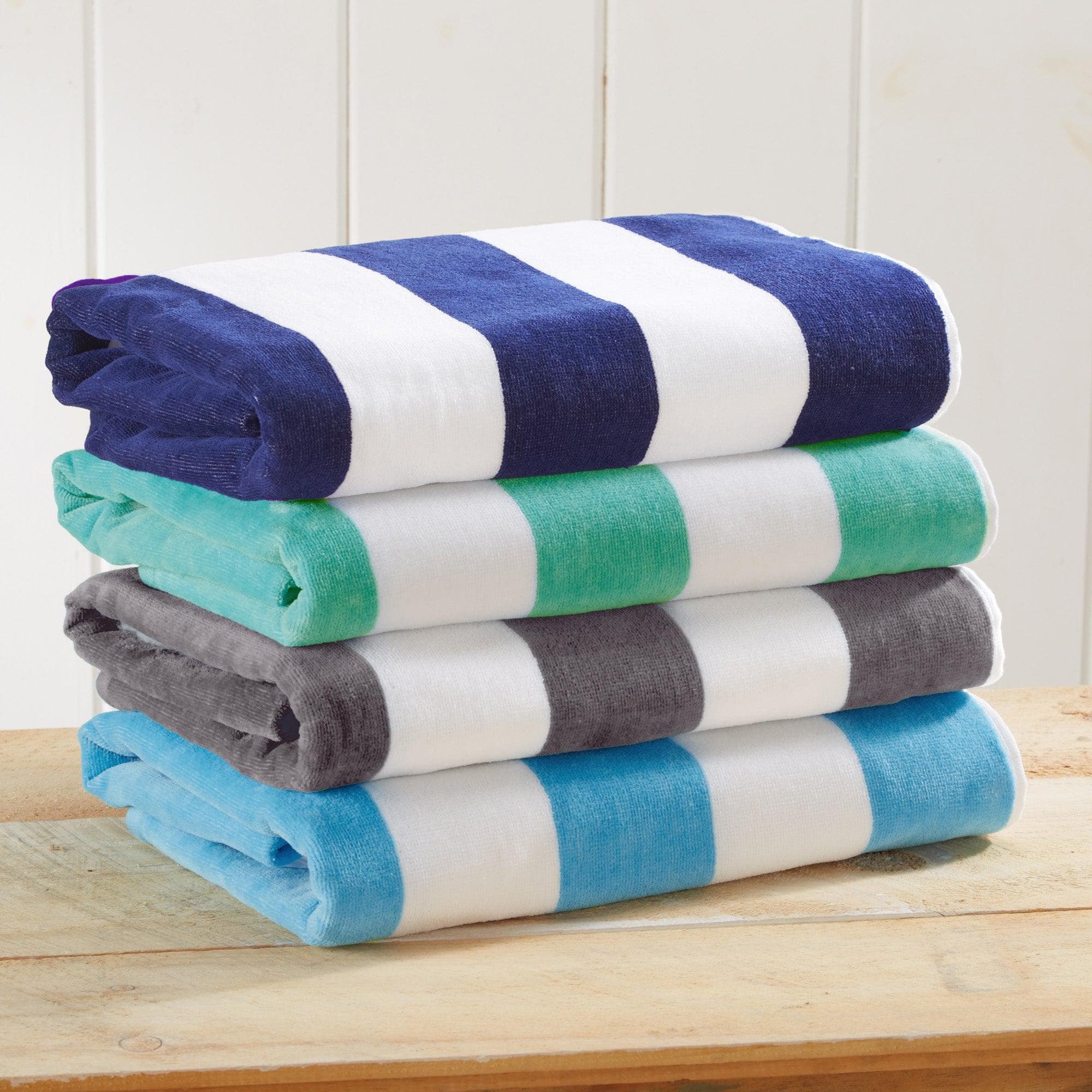 Cotton Velour Cabana Stripe Beach Towel - Novia Collection - Best Buy Furniture
