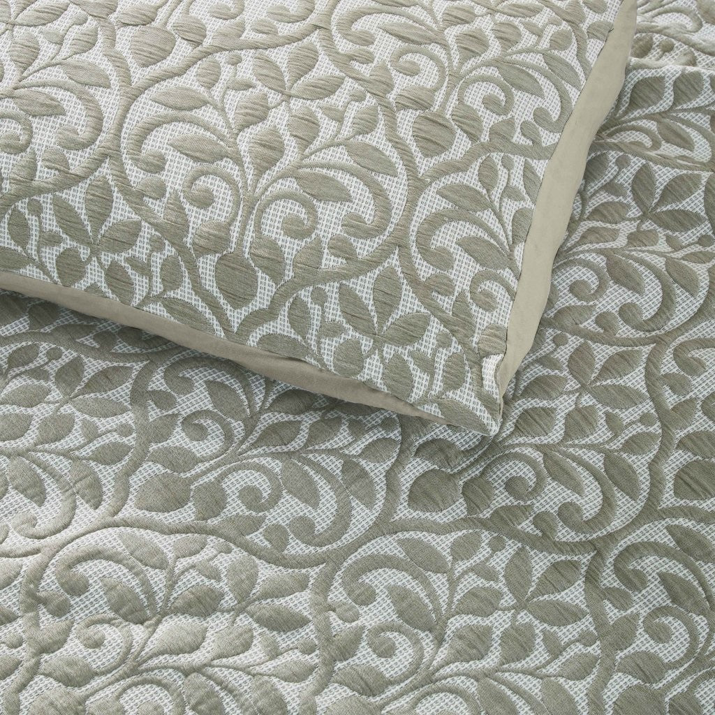 Vineyard Cotton Blend Medium Weight Matelasse Floral Scroll Coverlet - Coverlet by Superior Brand
