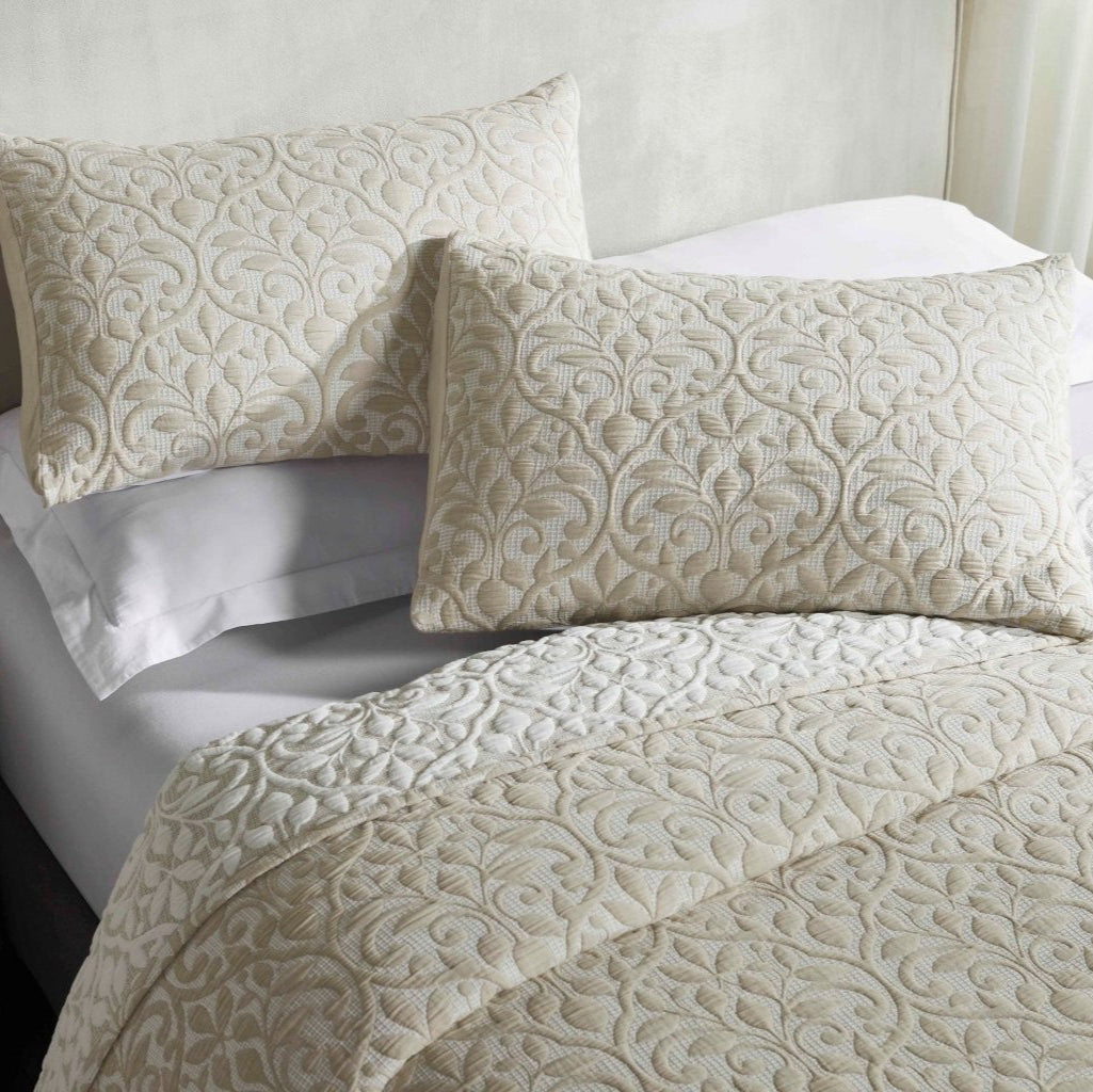 Vineyard Cotton Blend Medium Weight Matelasse Floral Scroll Coverlet - Coverlet by Superior Brand