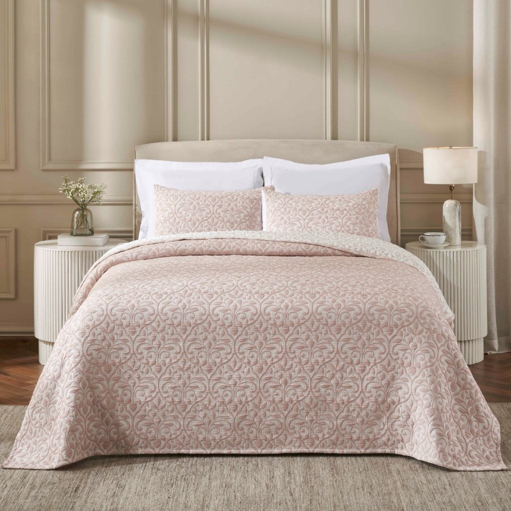 Vineyard Cotton Blend Medium Weight Matelasse Floral Scroll Coverlet - Coverlet by Superior Brand