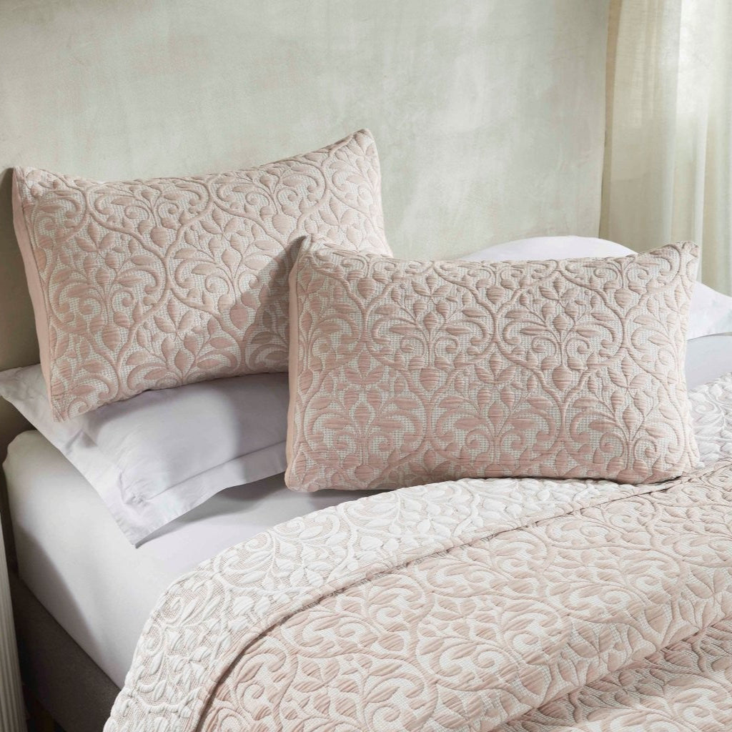 Vineyard Cotton Blend Medium Weight Matelasse Floral Scroll Coverlet - Coverlet by Superior Brand