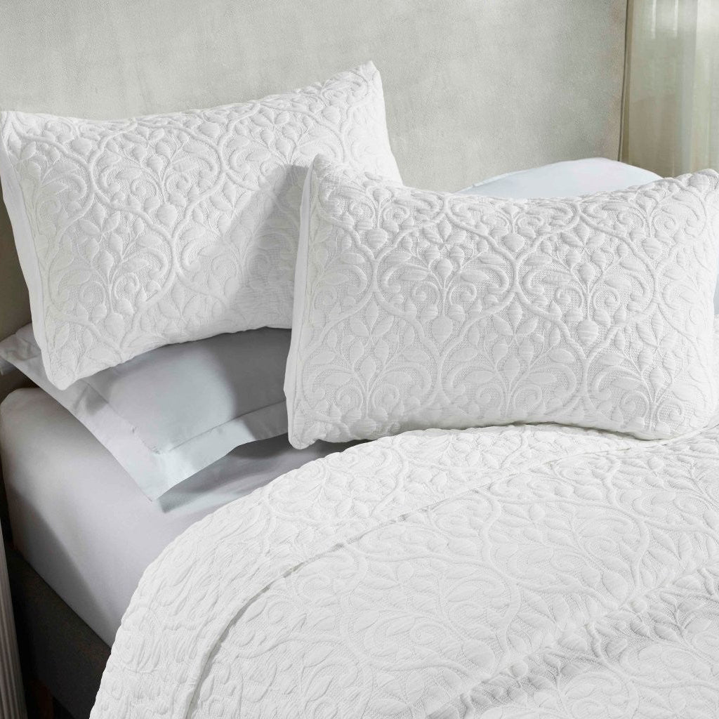 Vineyard Cotton Blend Medium Weight Matelasse Floral Scroll Coverlet - Coverlet by Superior Brand