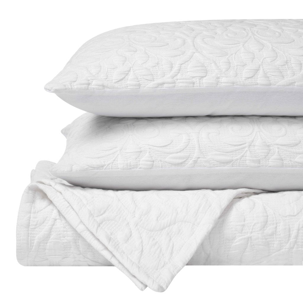 Vineyard Cotton Blend Medium Weight Matelasse Floral Scroll Coverlet - Coverlet by Superior Brand