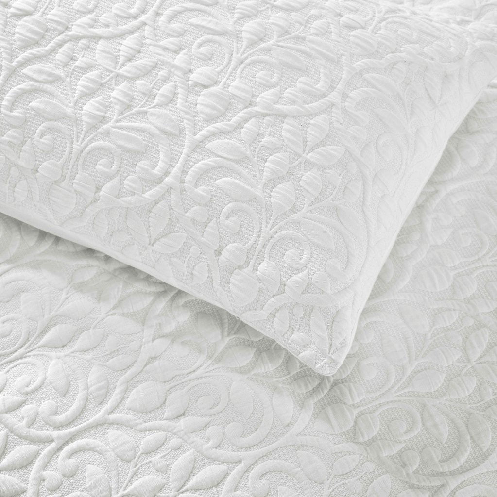 Vineyard Cotton Blend Medium Weight Matelasse Floral Scroll Coverlet - Coverlet by Superior Brand