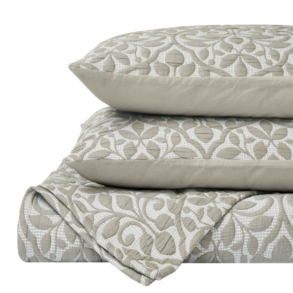 Vineyard Cotton Blend Medium Weight Matelasse Floral Scroll Coverlet - Coverlet by Superior Brand