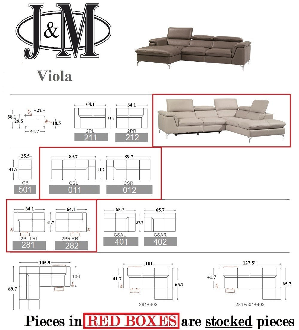 Viola Premium Leather Sectional J&M