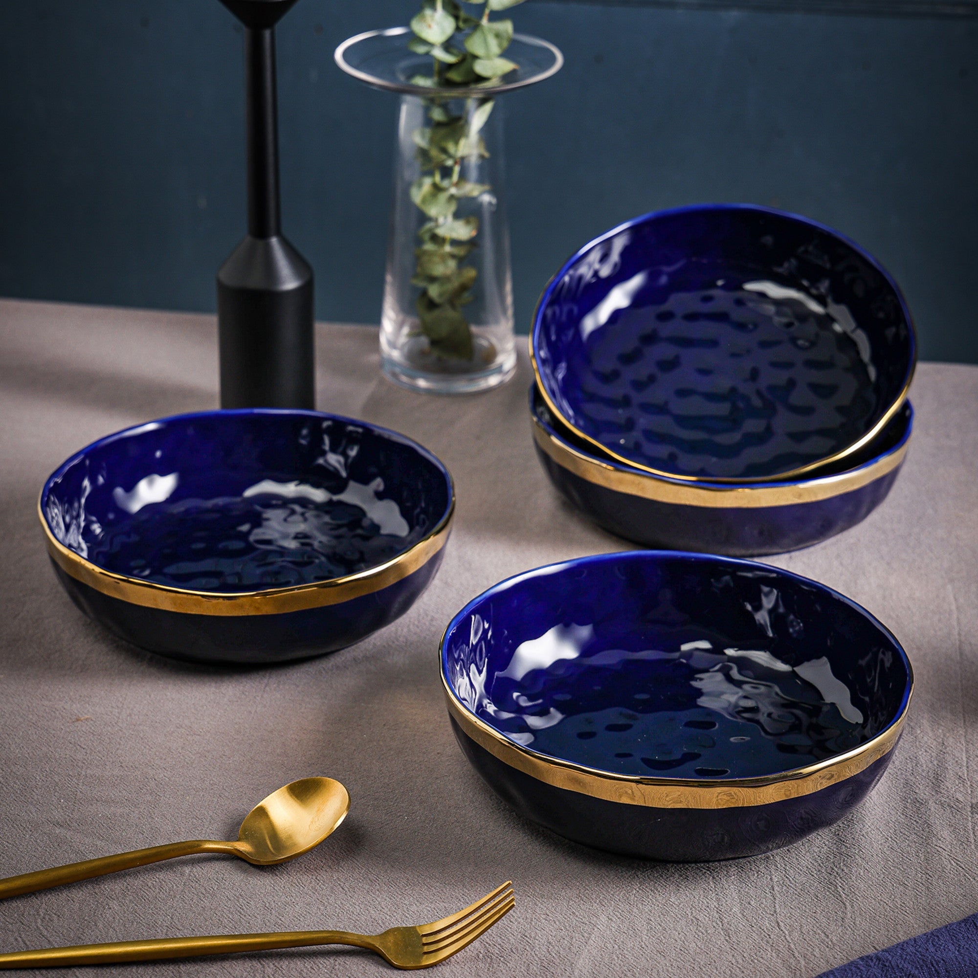 Florian Porcelain  Pasta Bowl - Blue