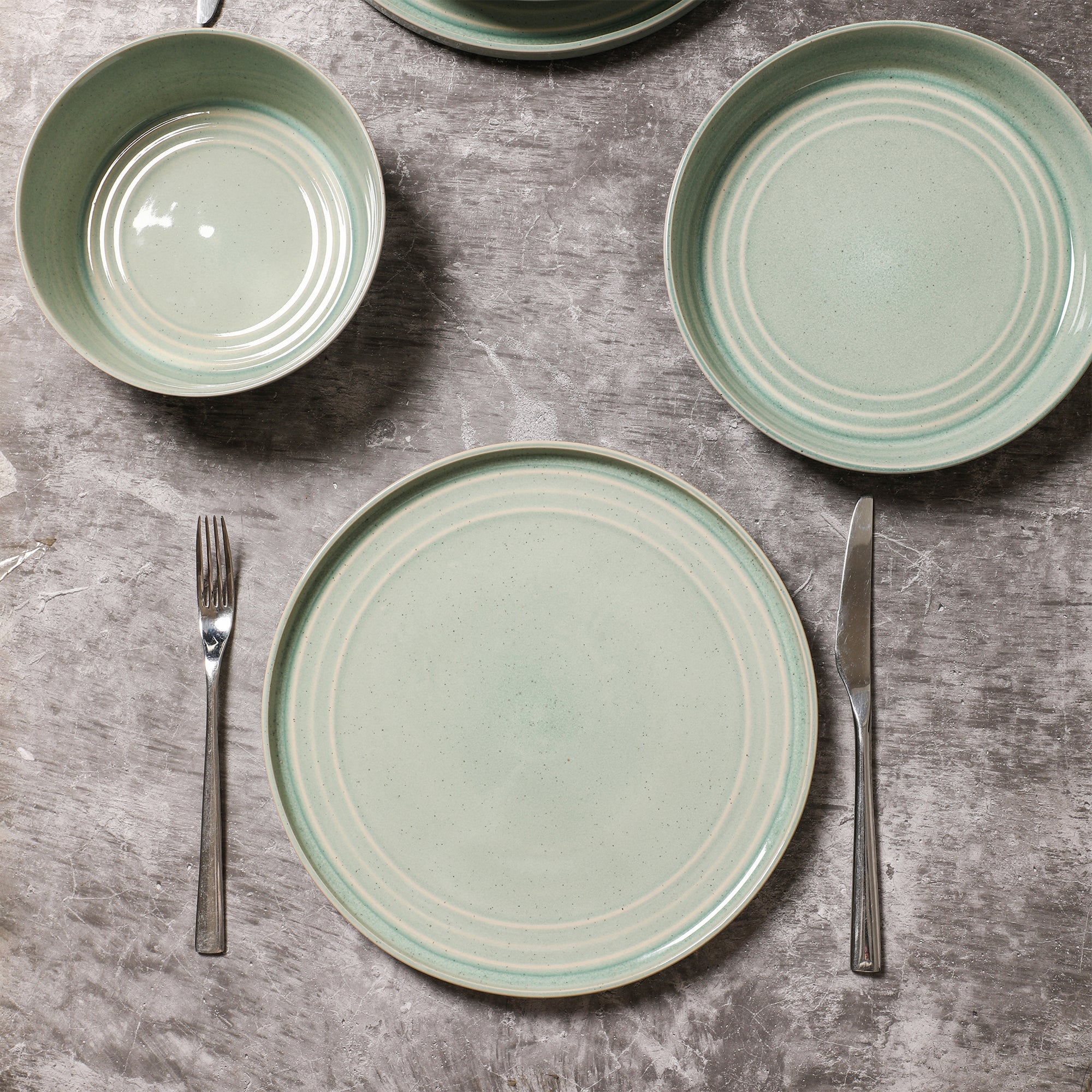 Claire Stoneware Dinner Plate Set - Green