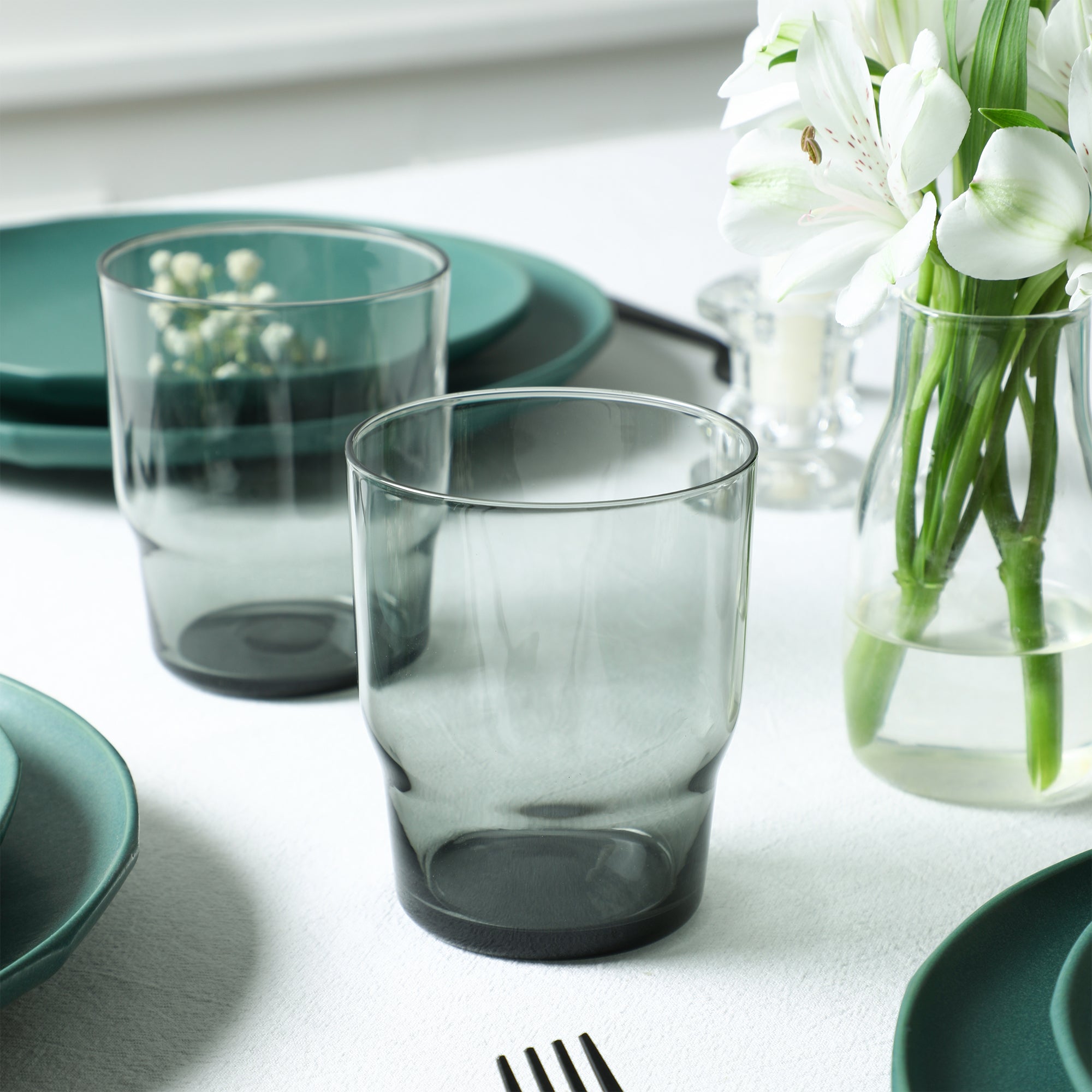 Rio Stoneware Dinnerware Set with Glassware - Green