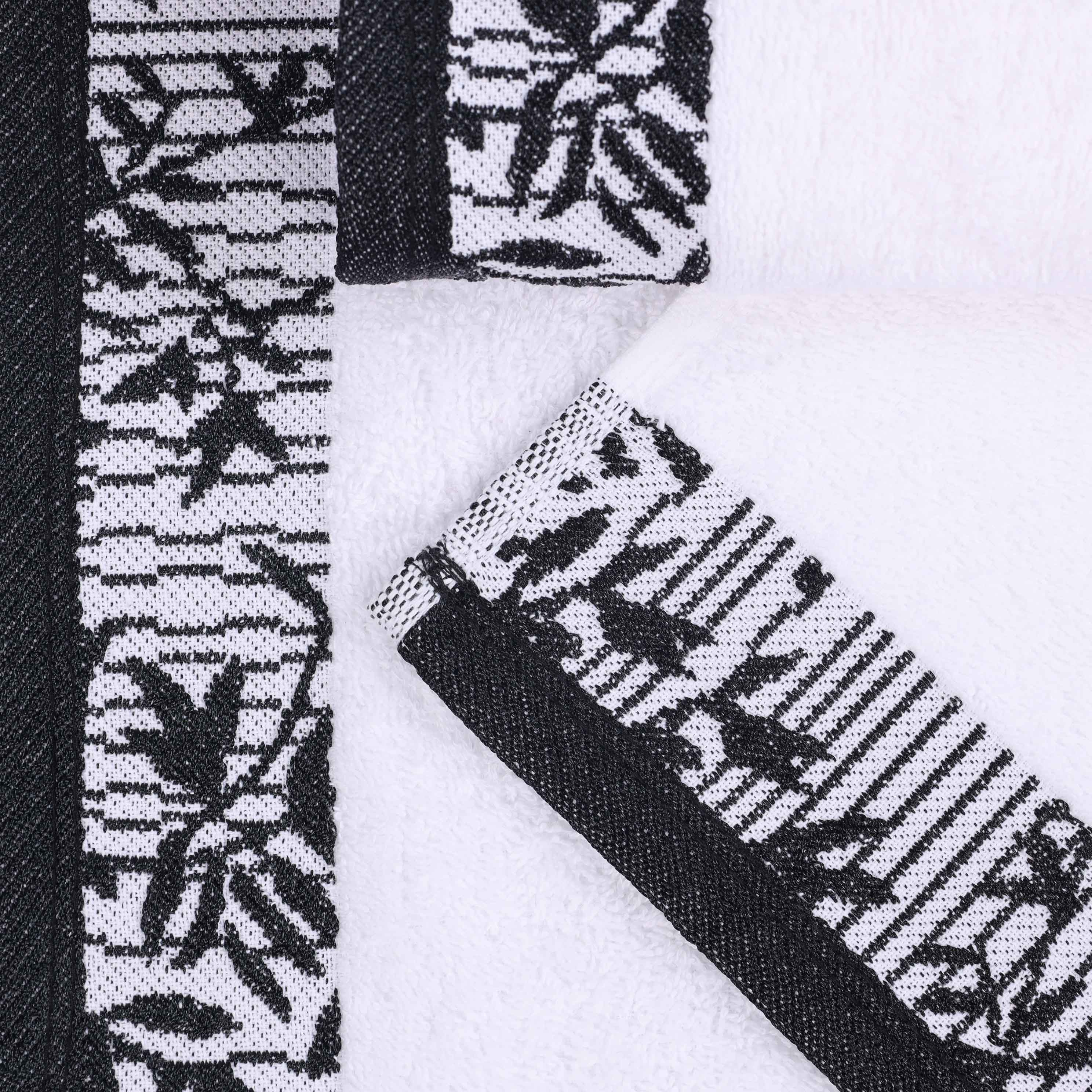 Cotton Floral Jacquard Border Bath Towel Set of 4 - Bath Towel by Superior Brand