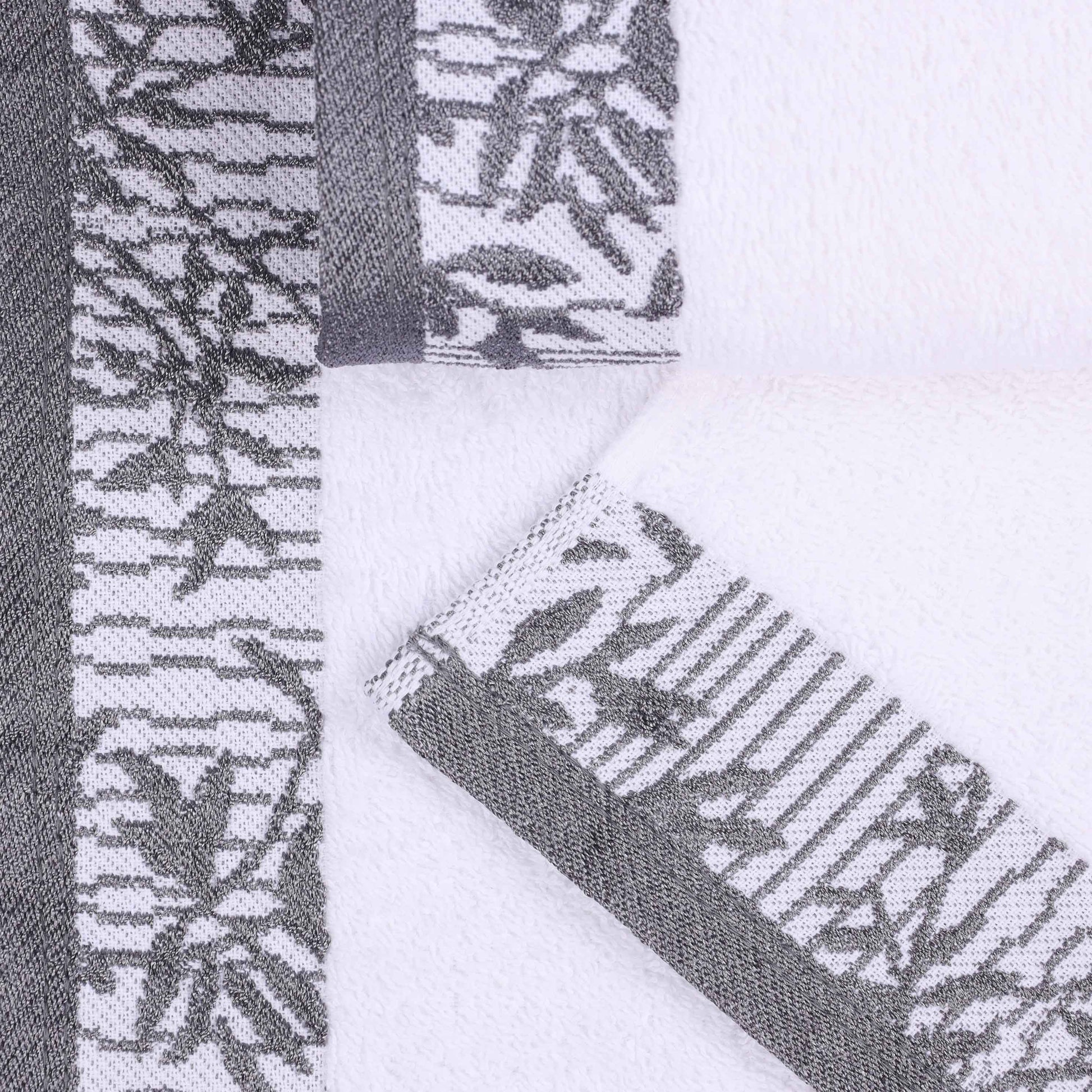 Cotton Floral Jacquard Border Bath Towel Set of 4 - Bath Towel by Superior Brand