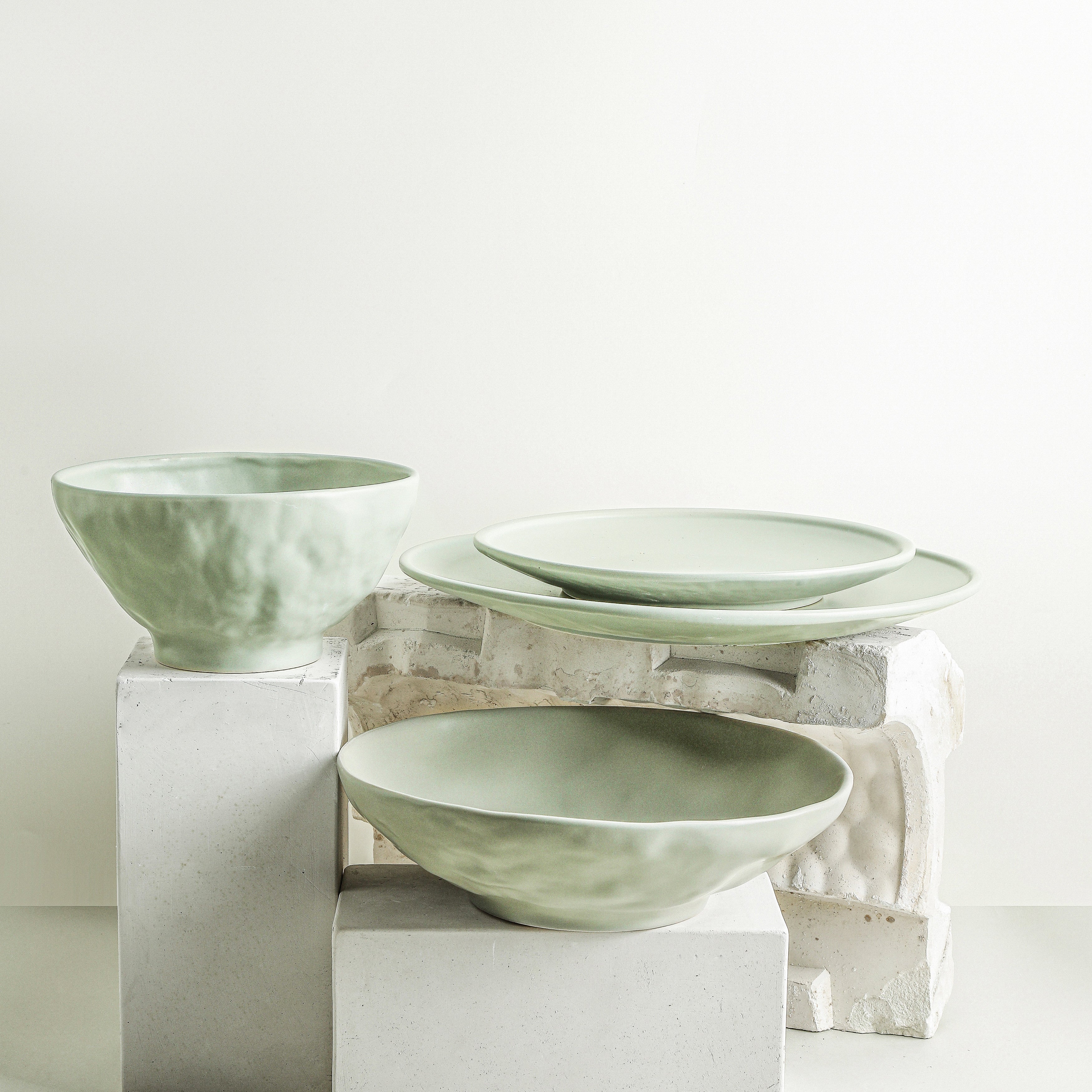 Nendo Stoneware Dinnerware Set - Sage-Grey
