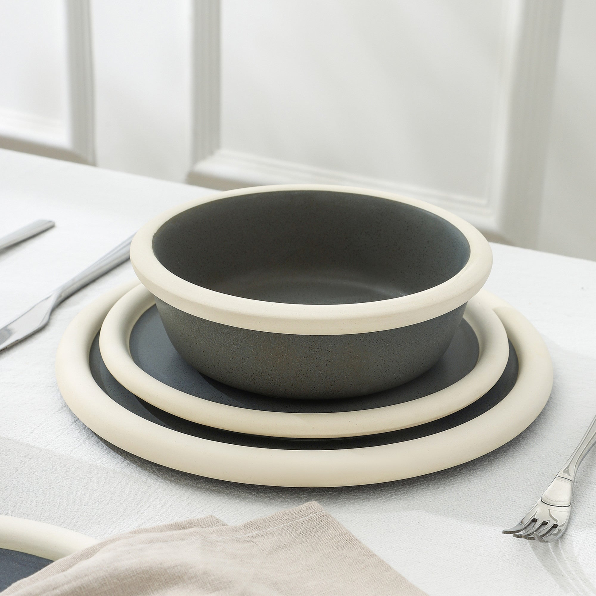 Capri Stoneware Dinnerware Set - Grey