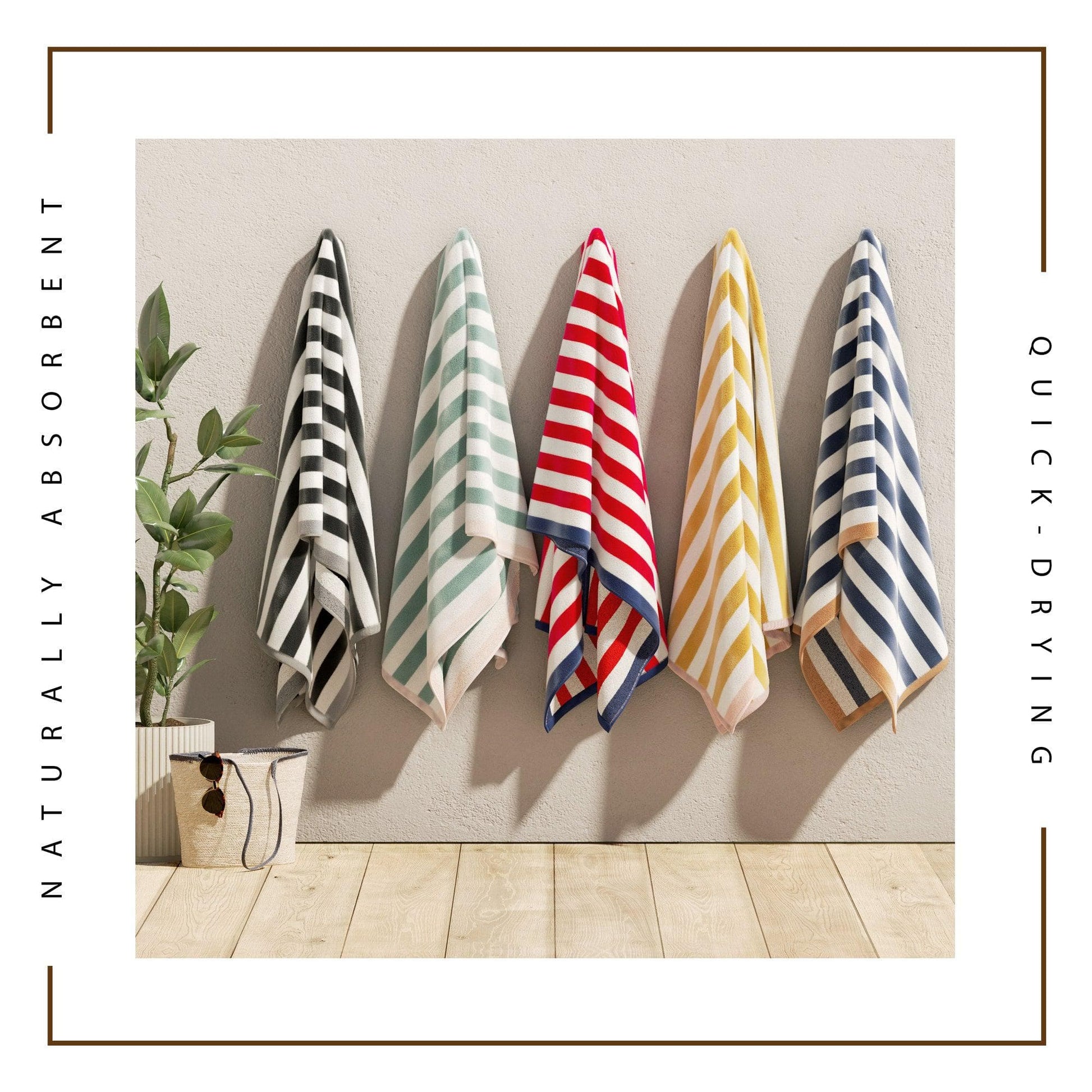 Oversized Striped Border Cabana Beach Towel - Santa Cruz - Best Buy Furniture