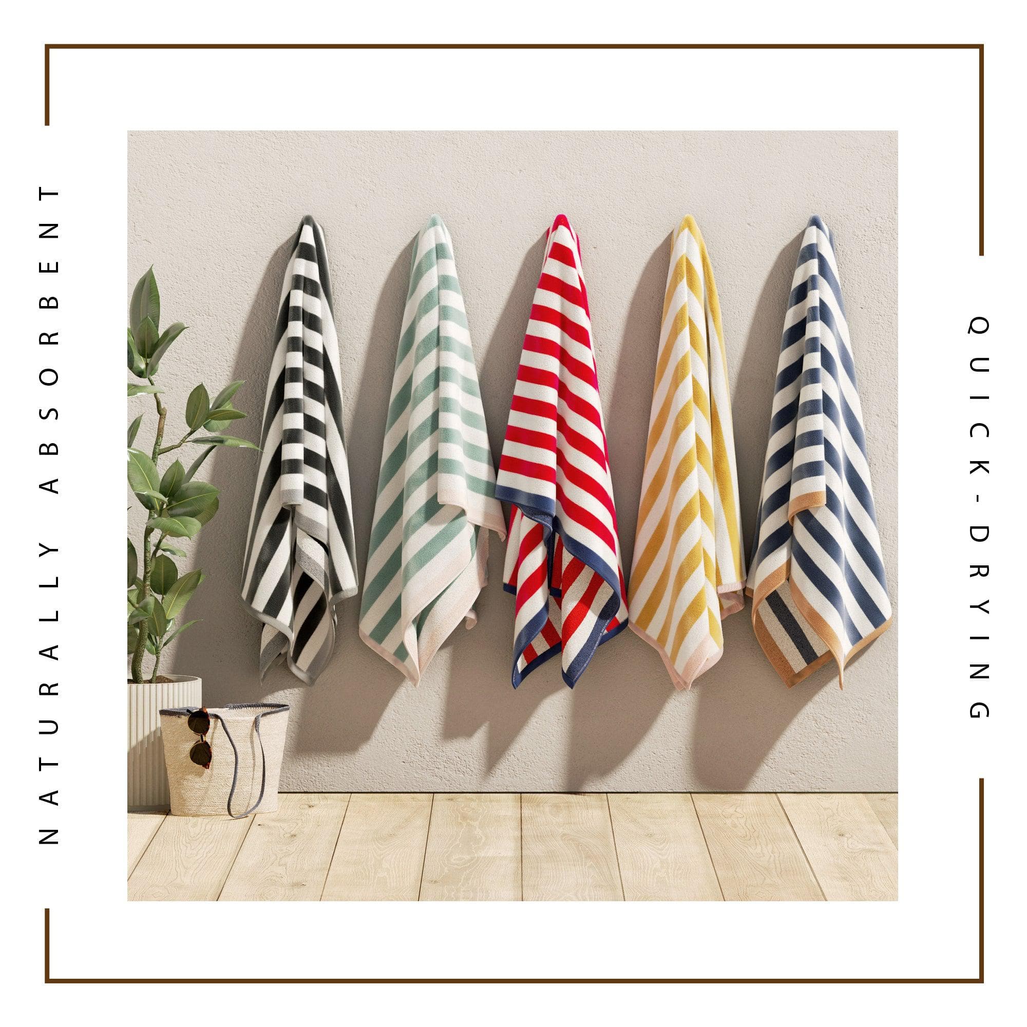 Oversized Striped Border Cabana Beach Towel - Santa Cruz - Best Buy Furniture