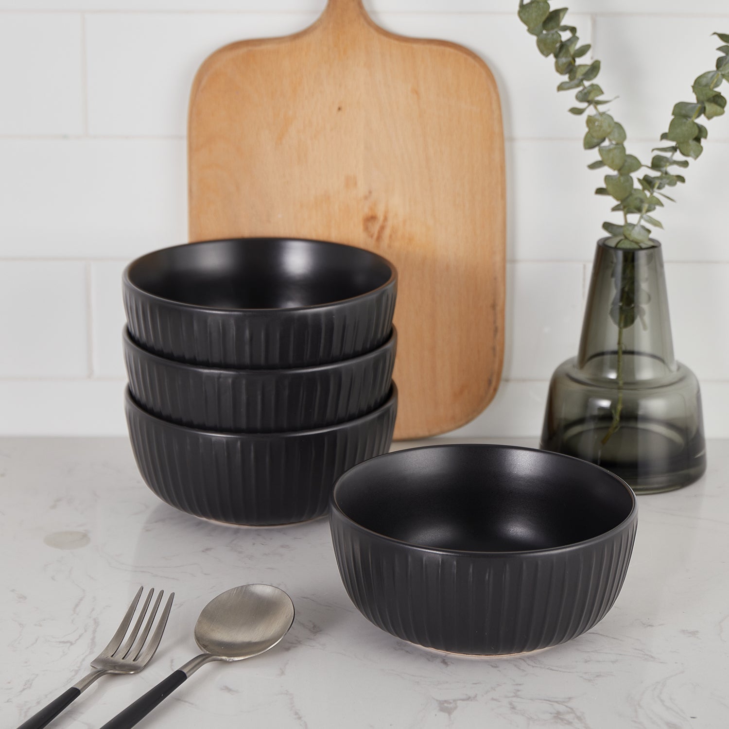 Logan Stoneware Dinnerware Set - Black