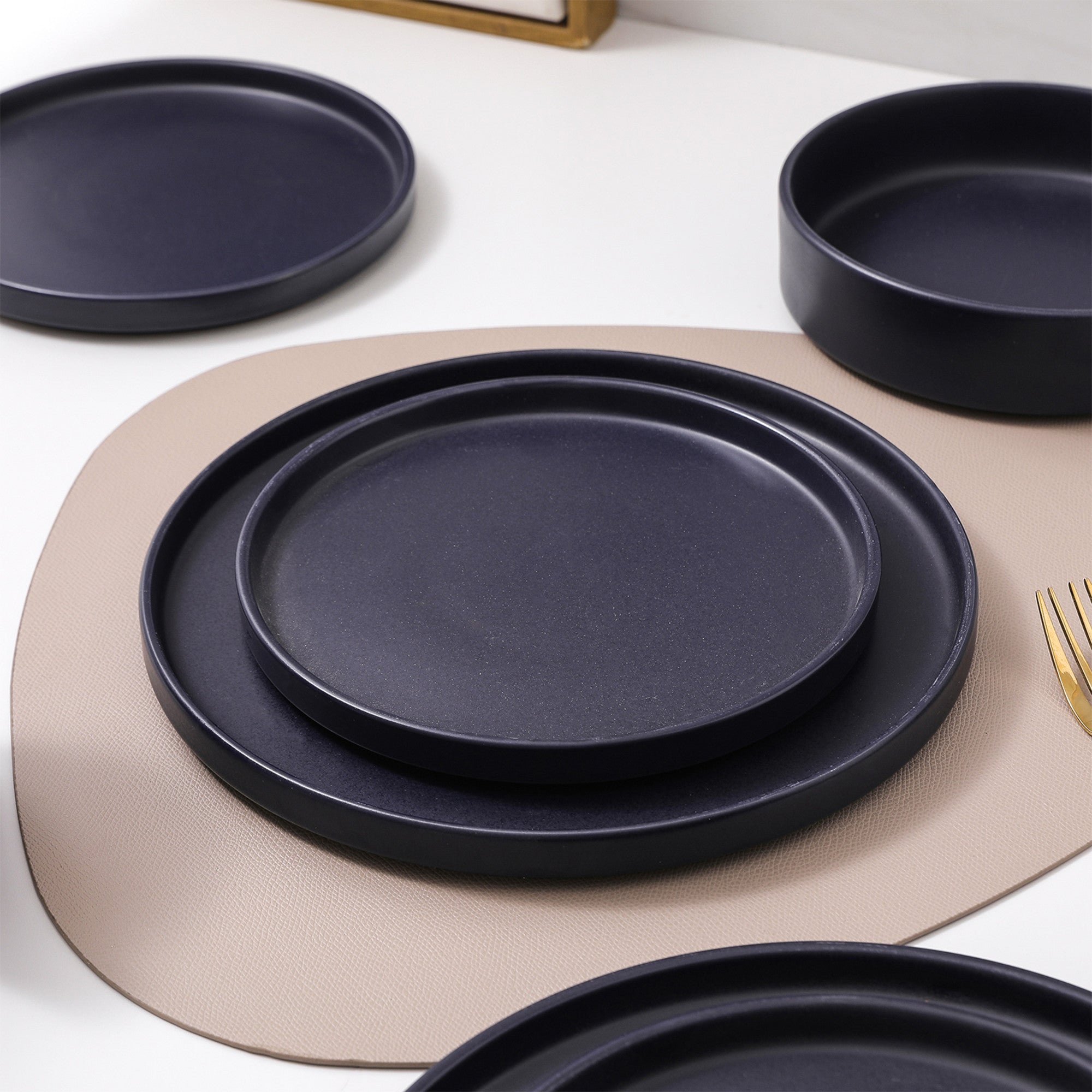 Cleo Stoneware Dinnerware Set - Dark Blue