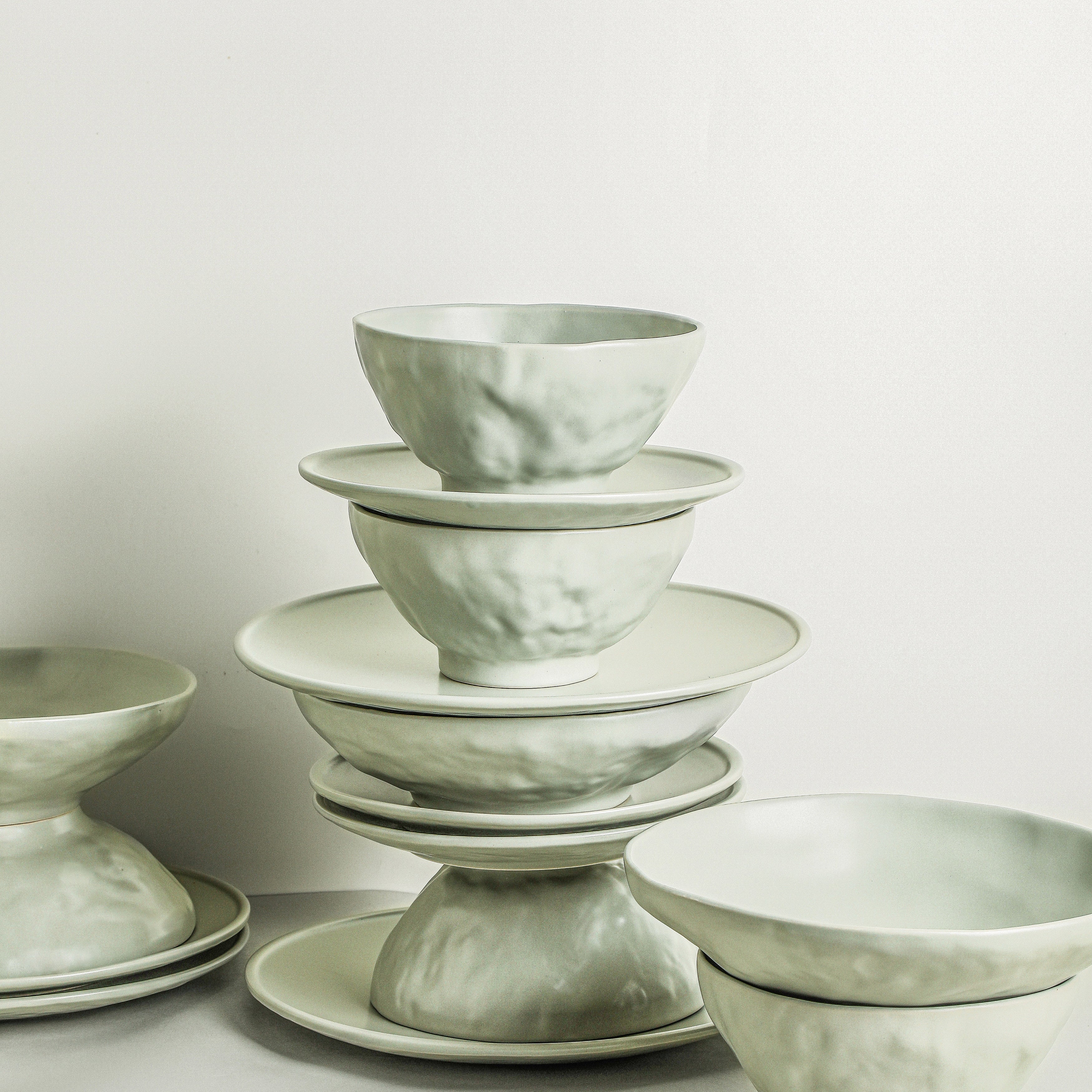 Nendo Stoneware Dinnerware Set - Sage-Grey