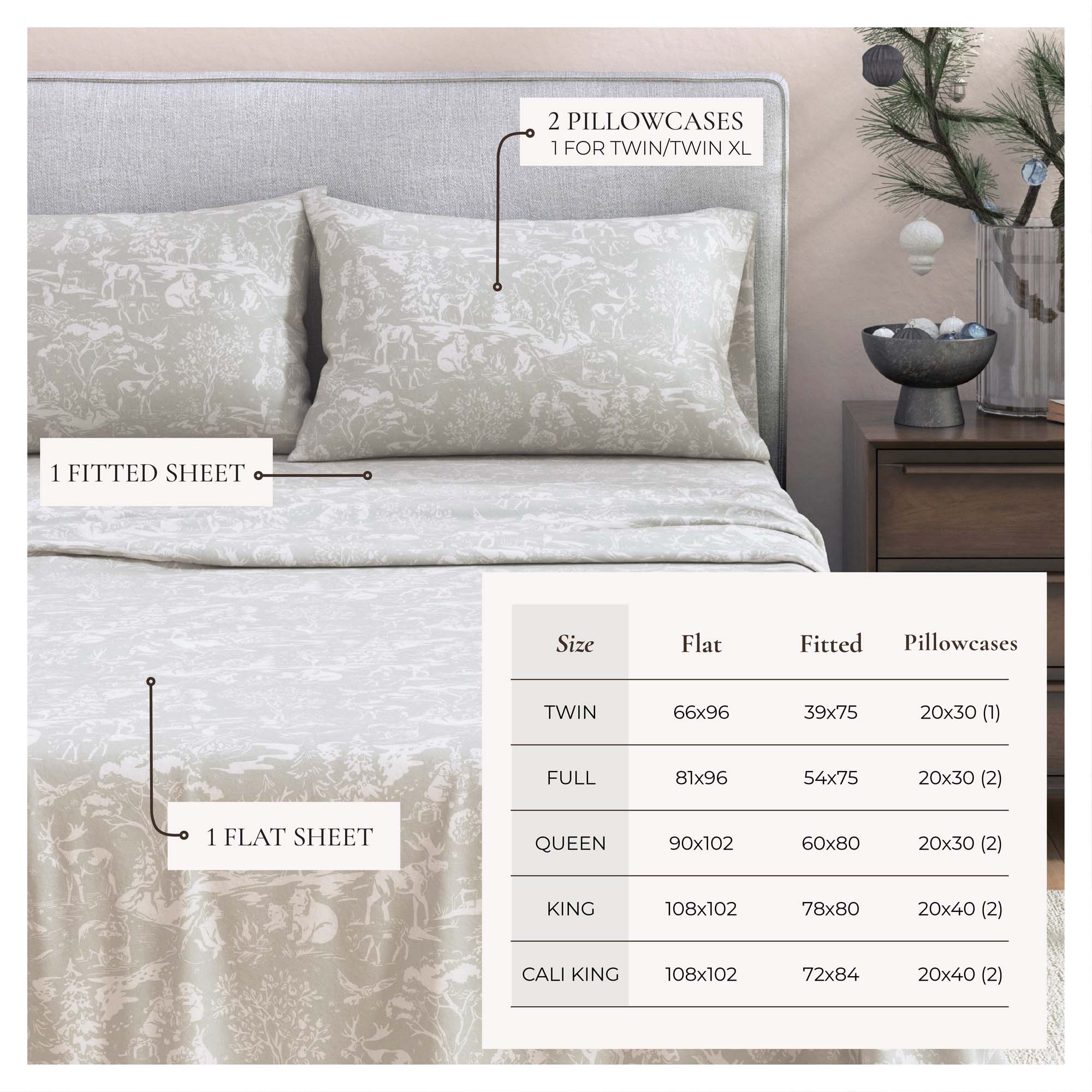 Turkish Cotton Flannel Sheet Set - Elevated Holiday Collection