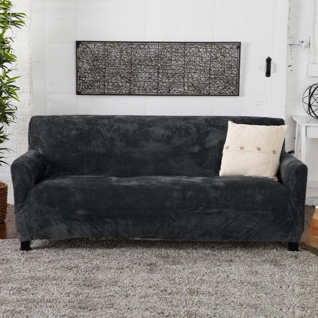 Velvet Stretch Slipcover - Gale Collection - Best Buy Furniture