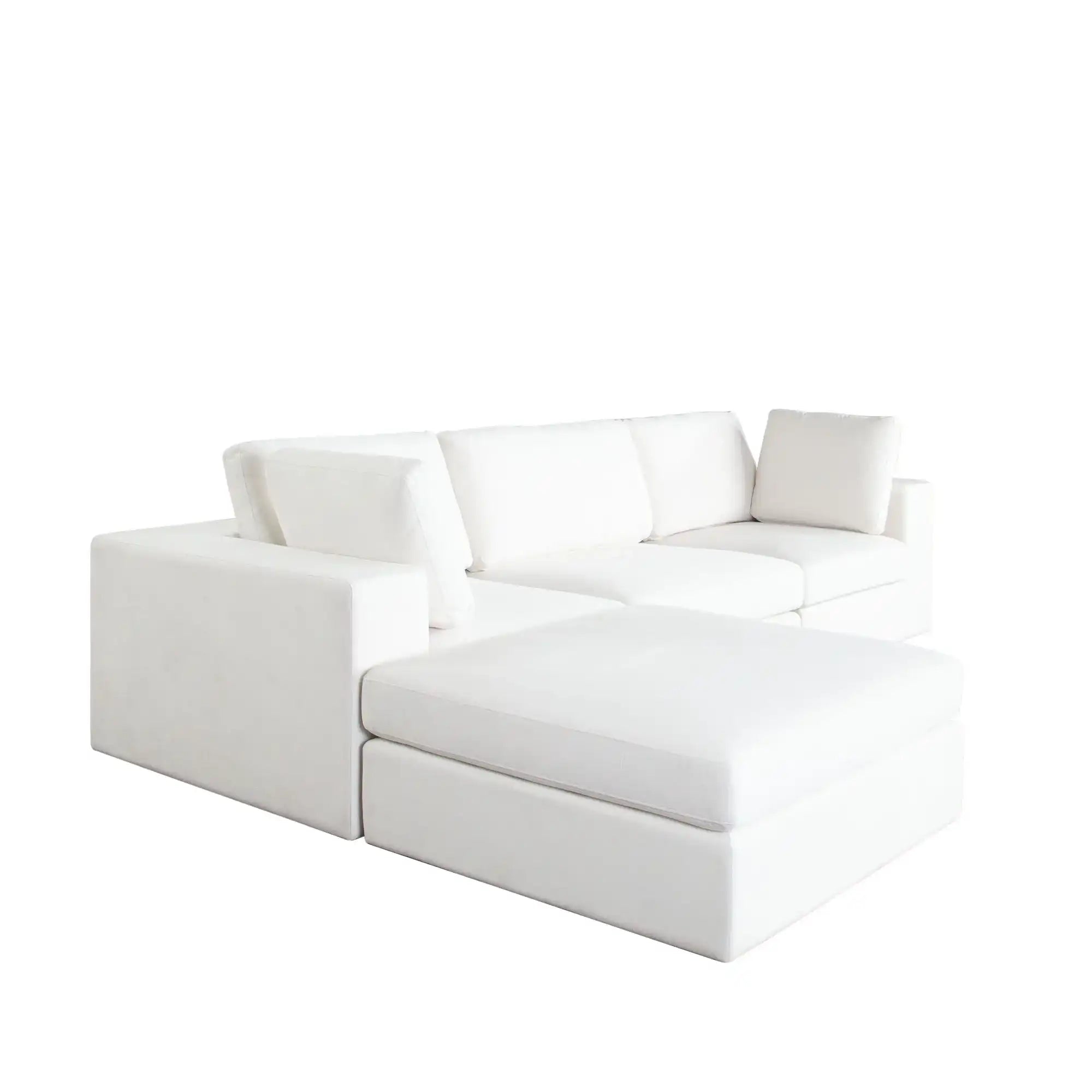 Muse Modular 4 Piece Reversible Sectional – Mist White Performance Fabric